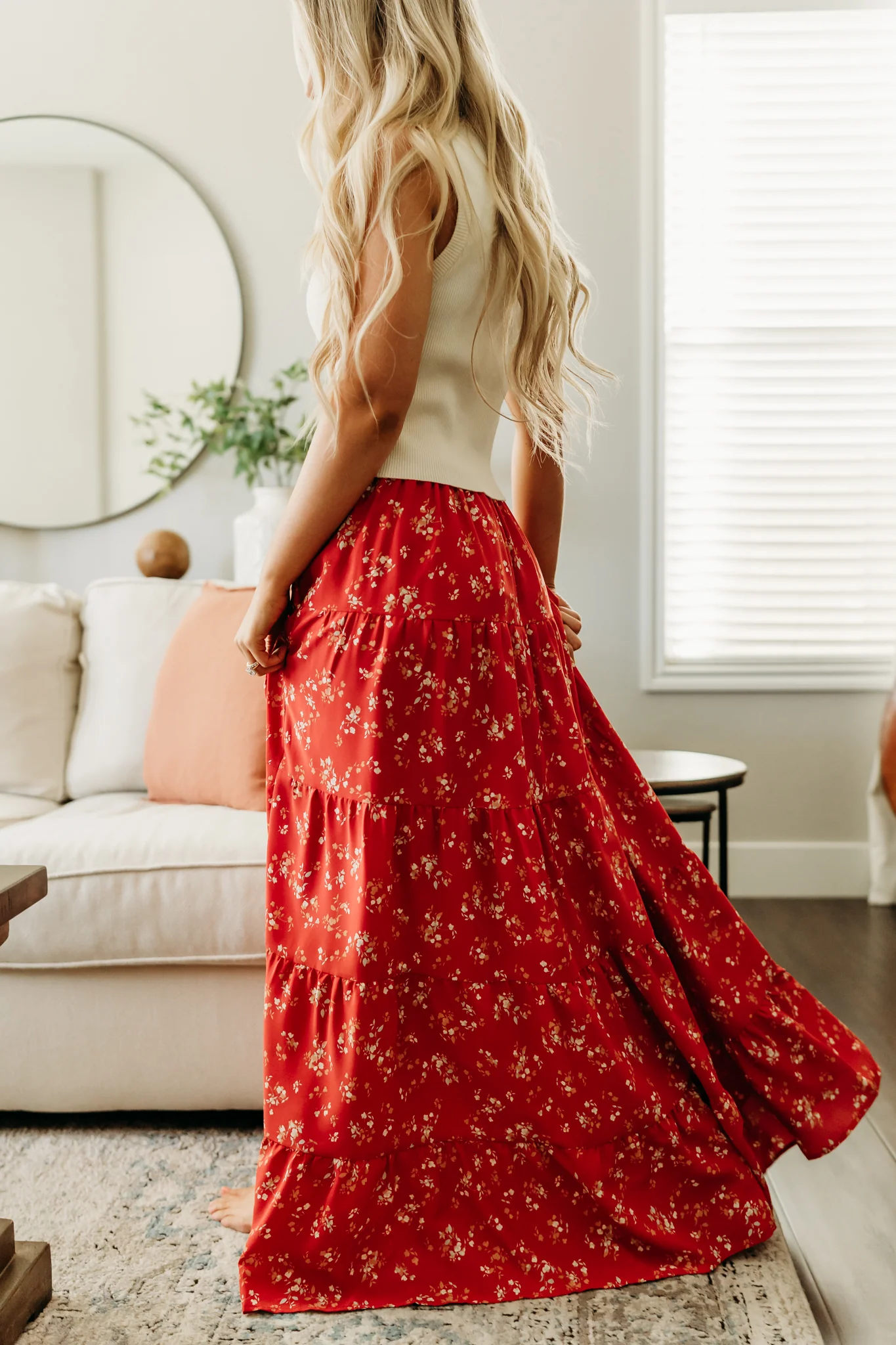THE LARISSA FLORAL PRINT SKIRT IN RED - Image 3