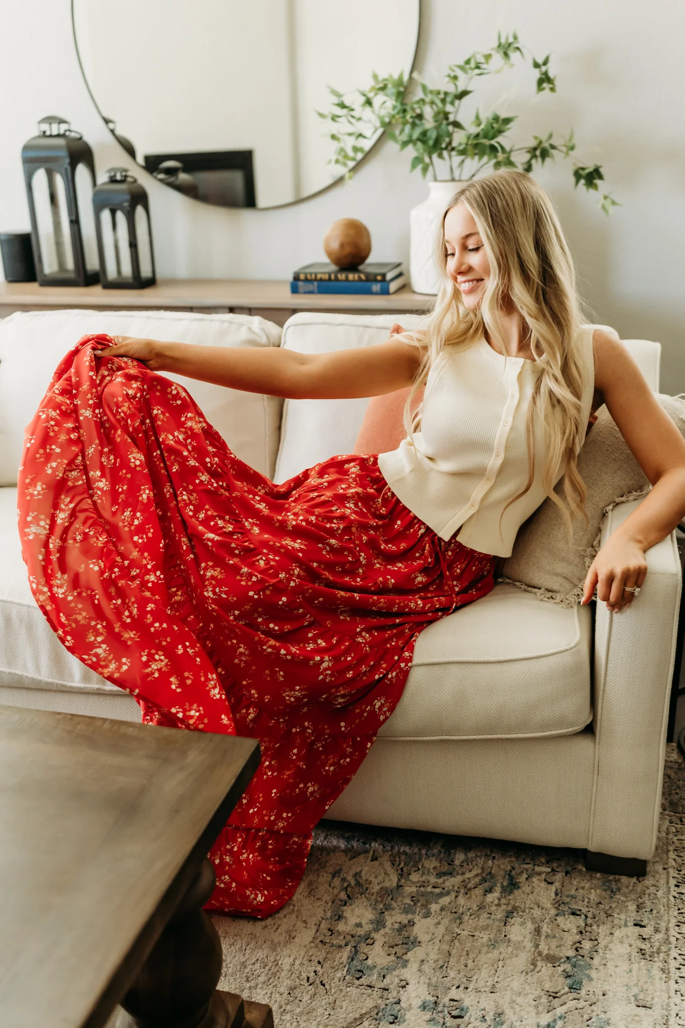 THE LARISSA FLORAL PRINT SKIRT IN RED - Image 6