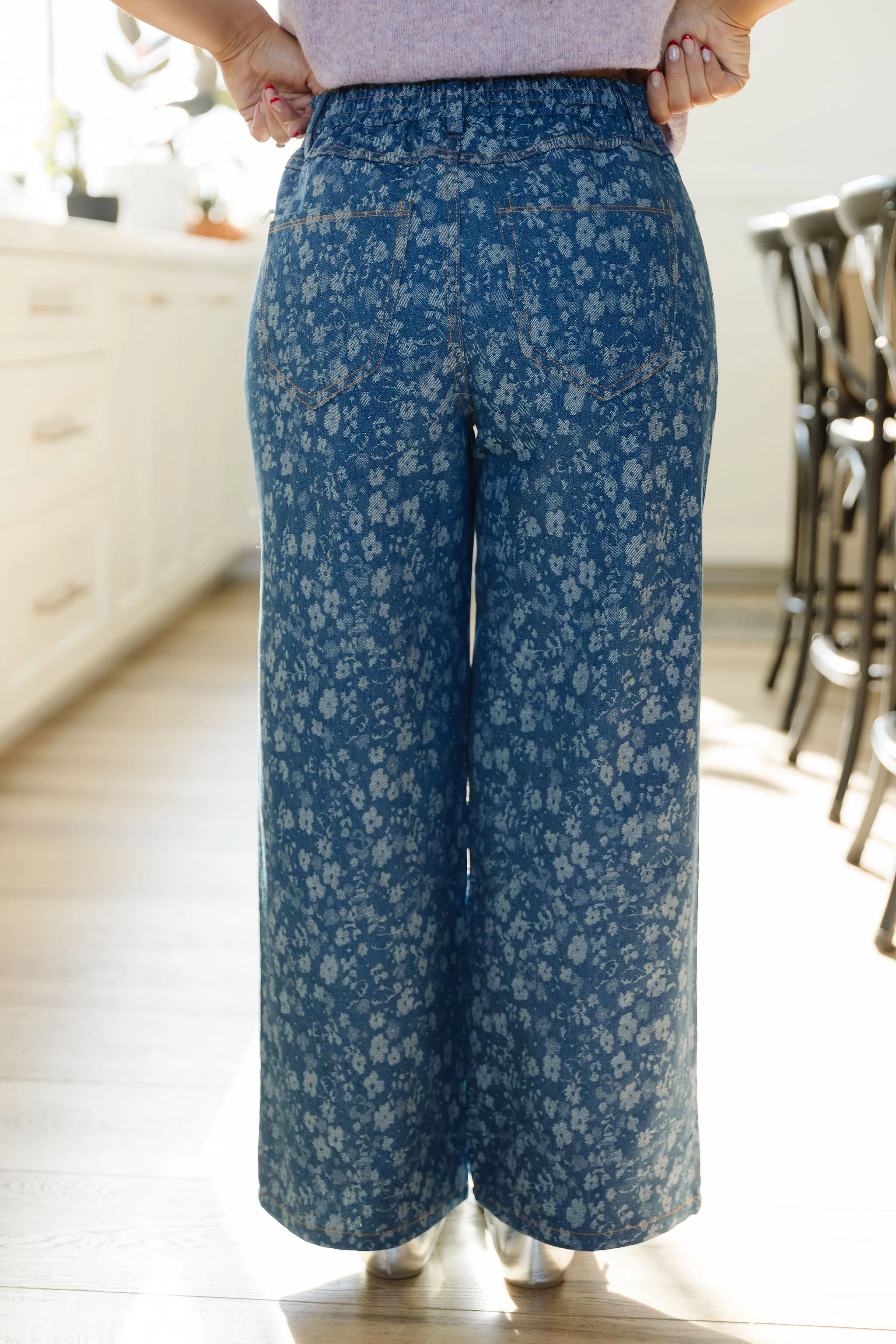 THE LIA FLORAL WIDE LEG DENIM PANTS - Image 5