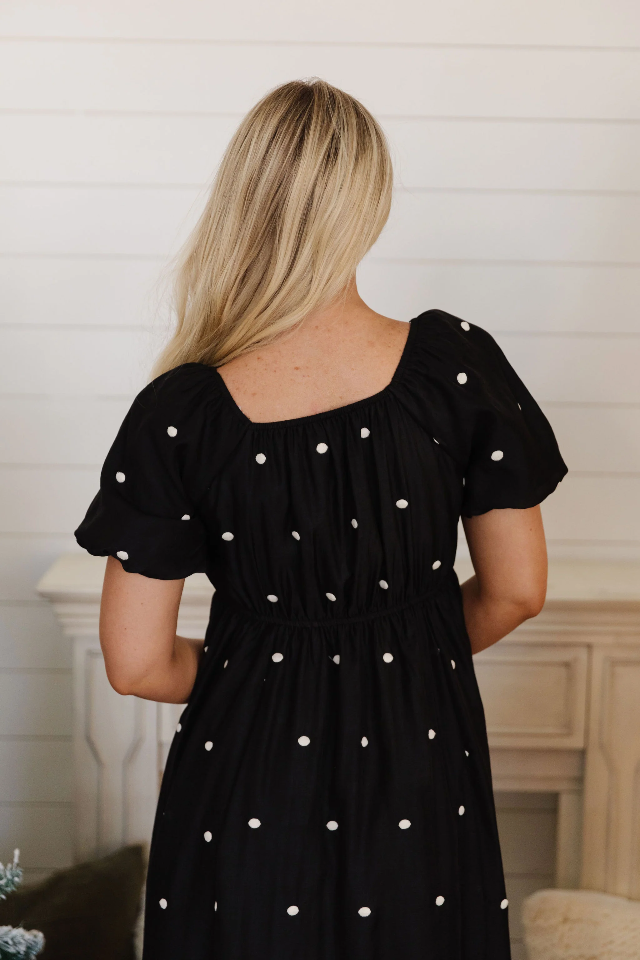 THE LILLY EMBROIDERED DOT DRESS IN BLACK - Image 6