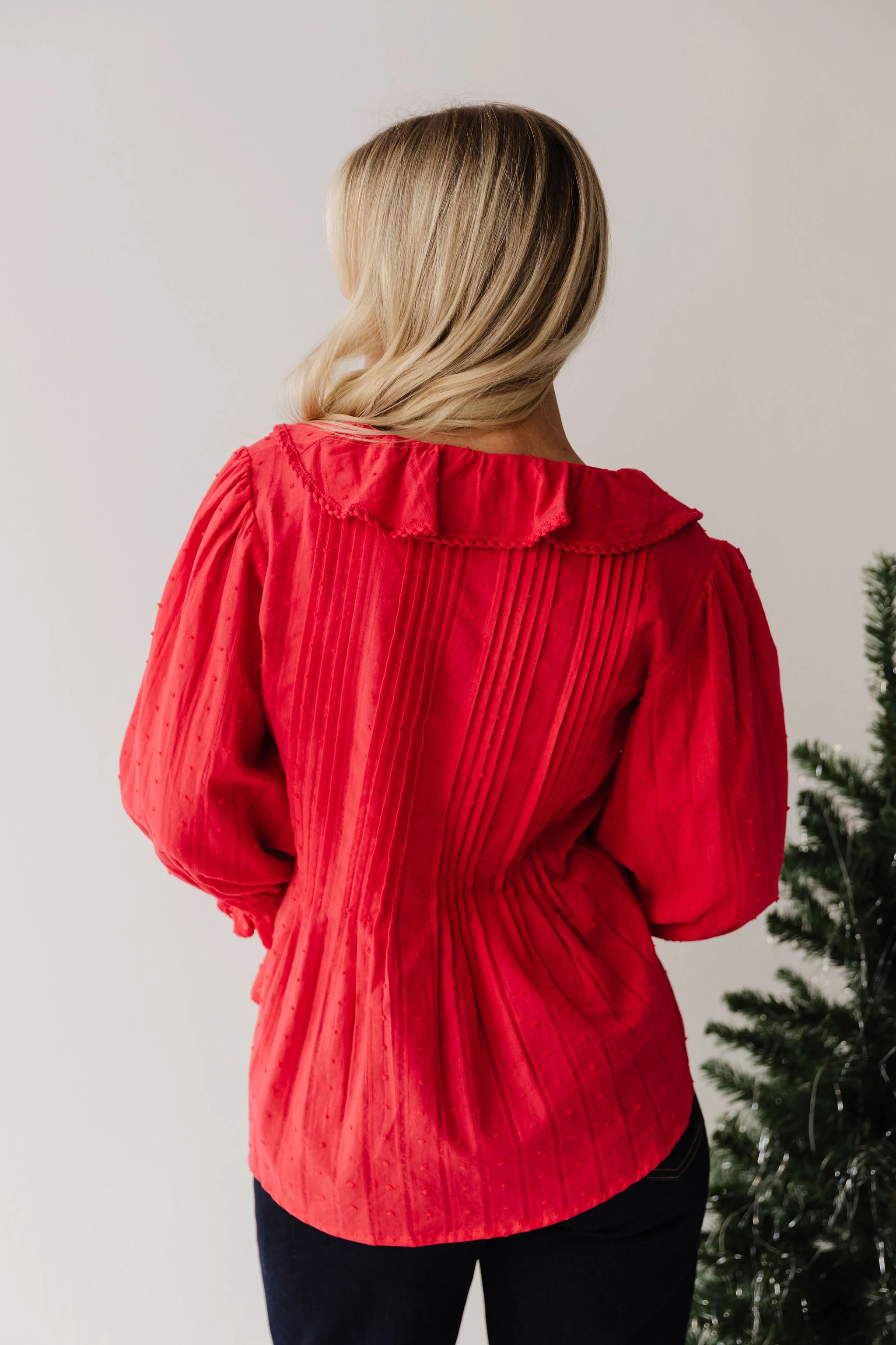 THE LIZA RUFFLED BLOUSE IN RED - Image 5