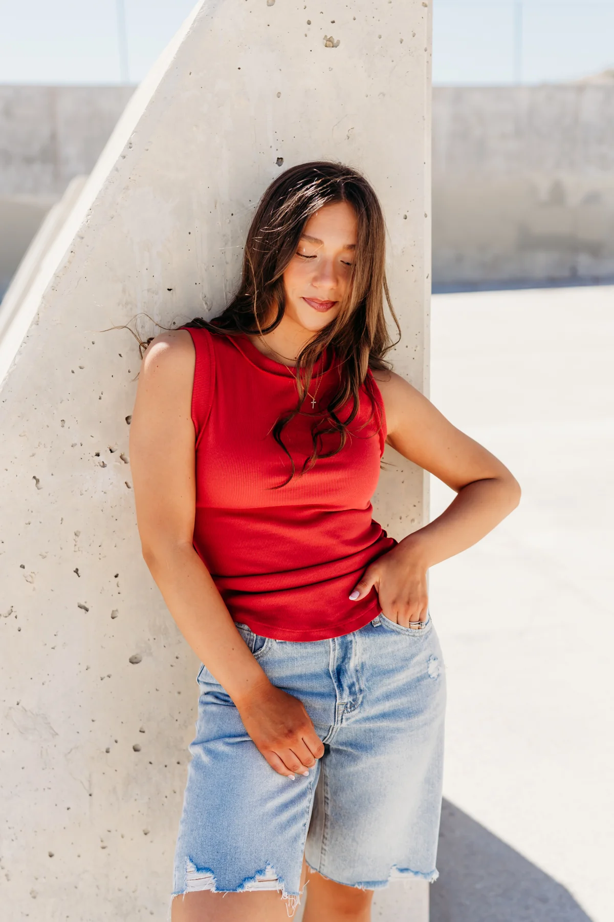 THE LORRAINE SEAM DETAIL TANK IN RED - Image 3