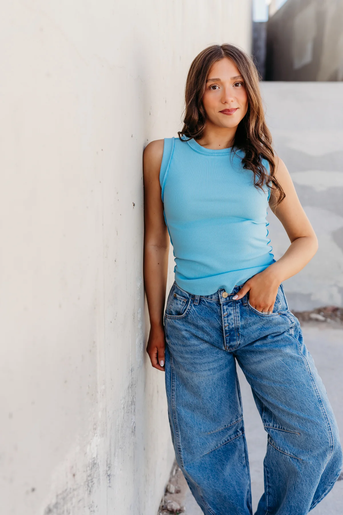 THE LORRAINE SEAM DETAIL TANK IN SKY BLUE - Image 3