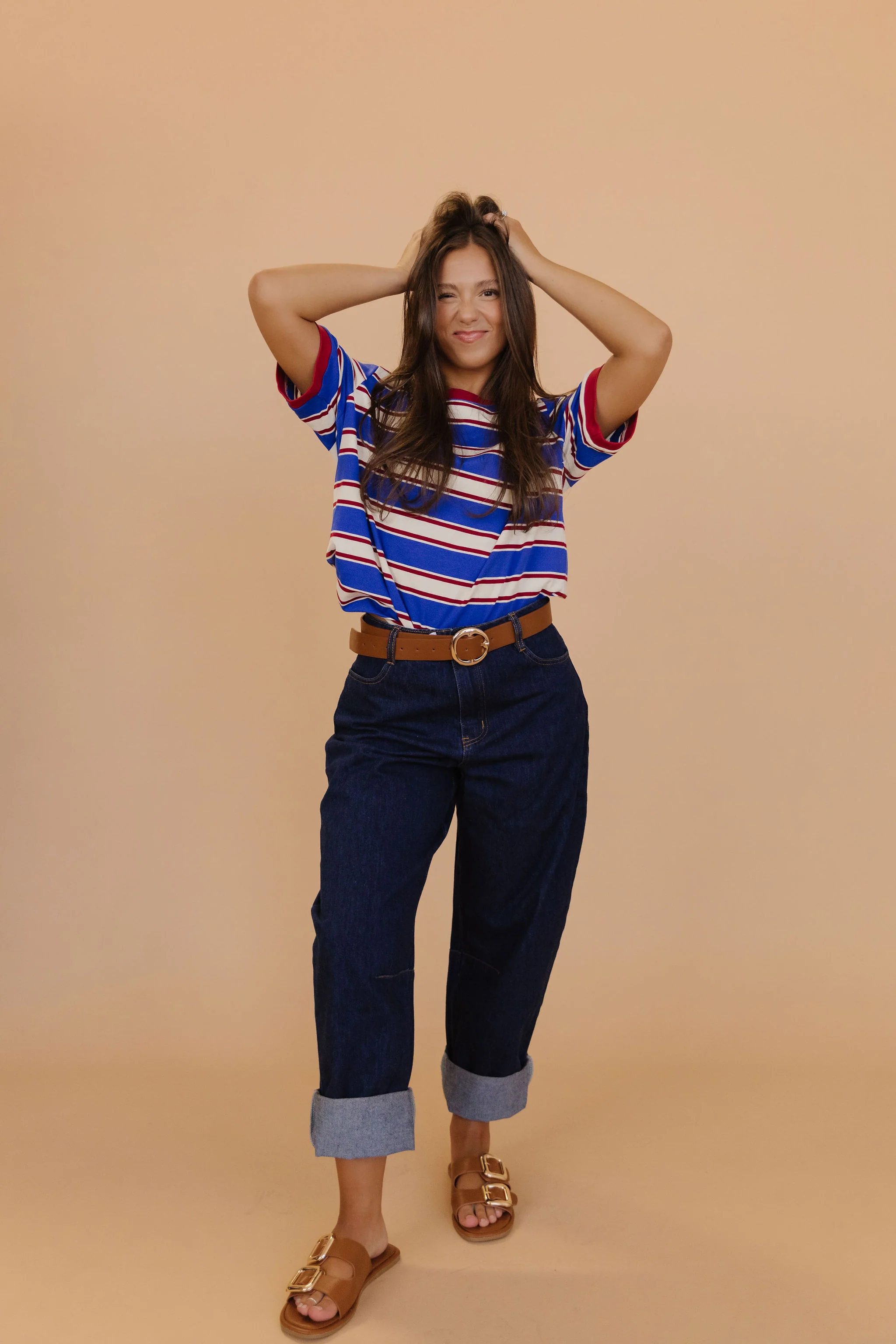 THE LYRA ROLL UP BARREL JEANS IN DARK DENIM