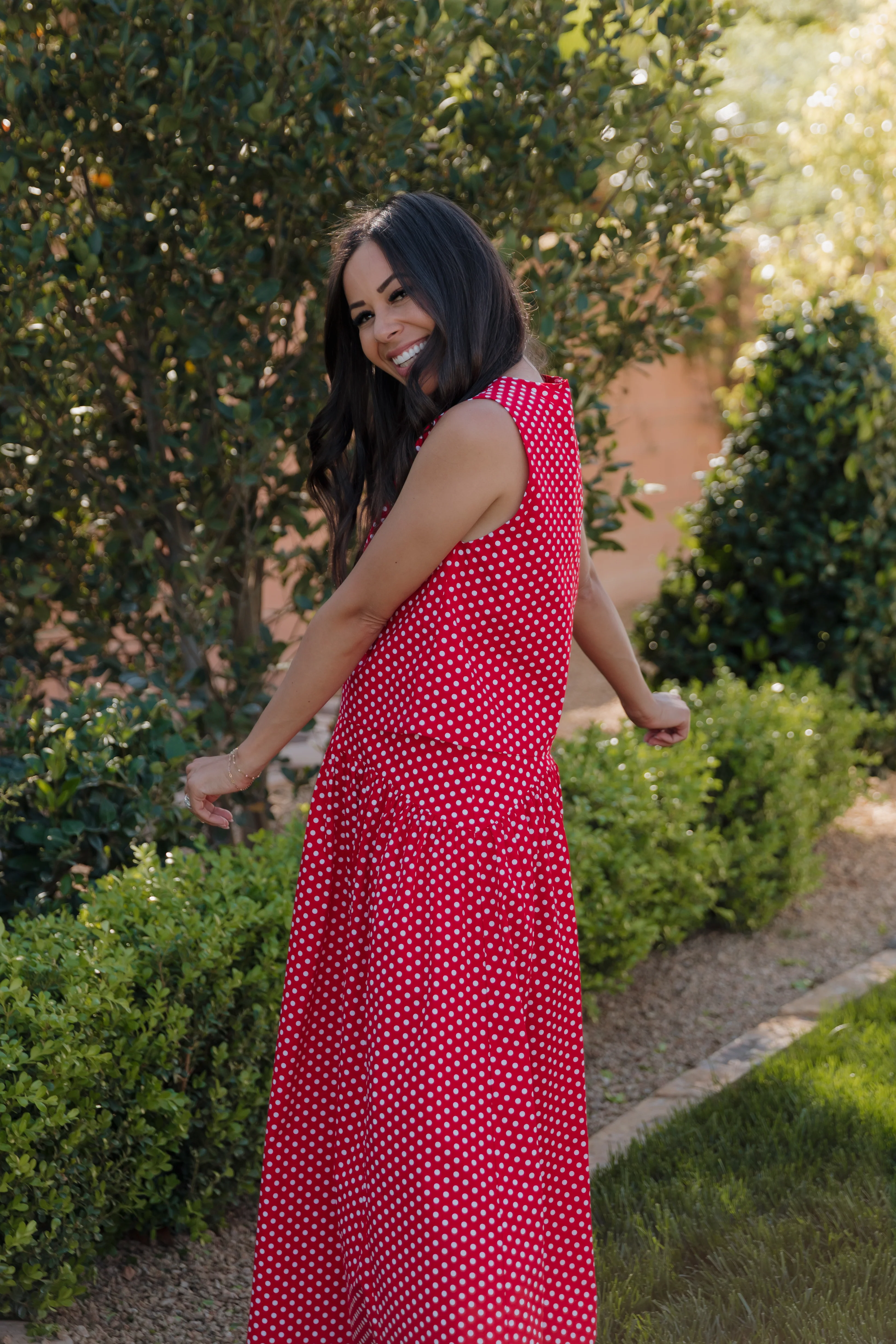 THE MAKAYLA POLKA DOT SKIRT IN RED - Image 4