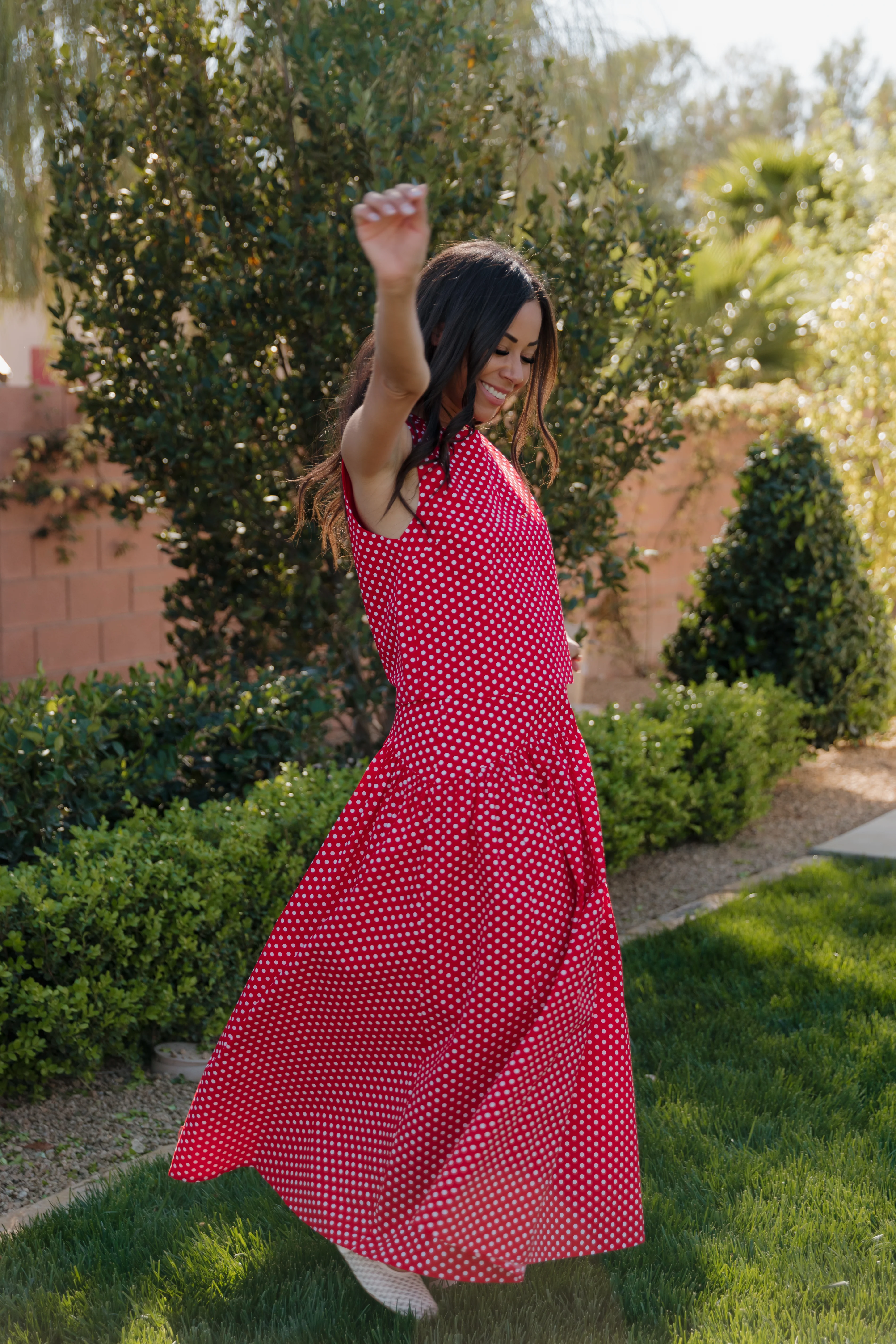 THE MAKAYLA POLKA DOT SKIRT IN RED - Image 7