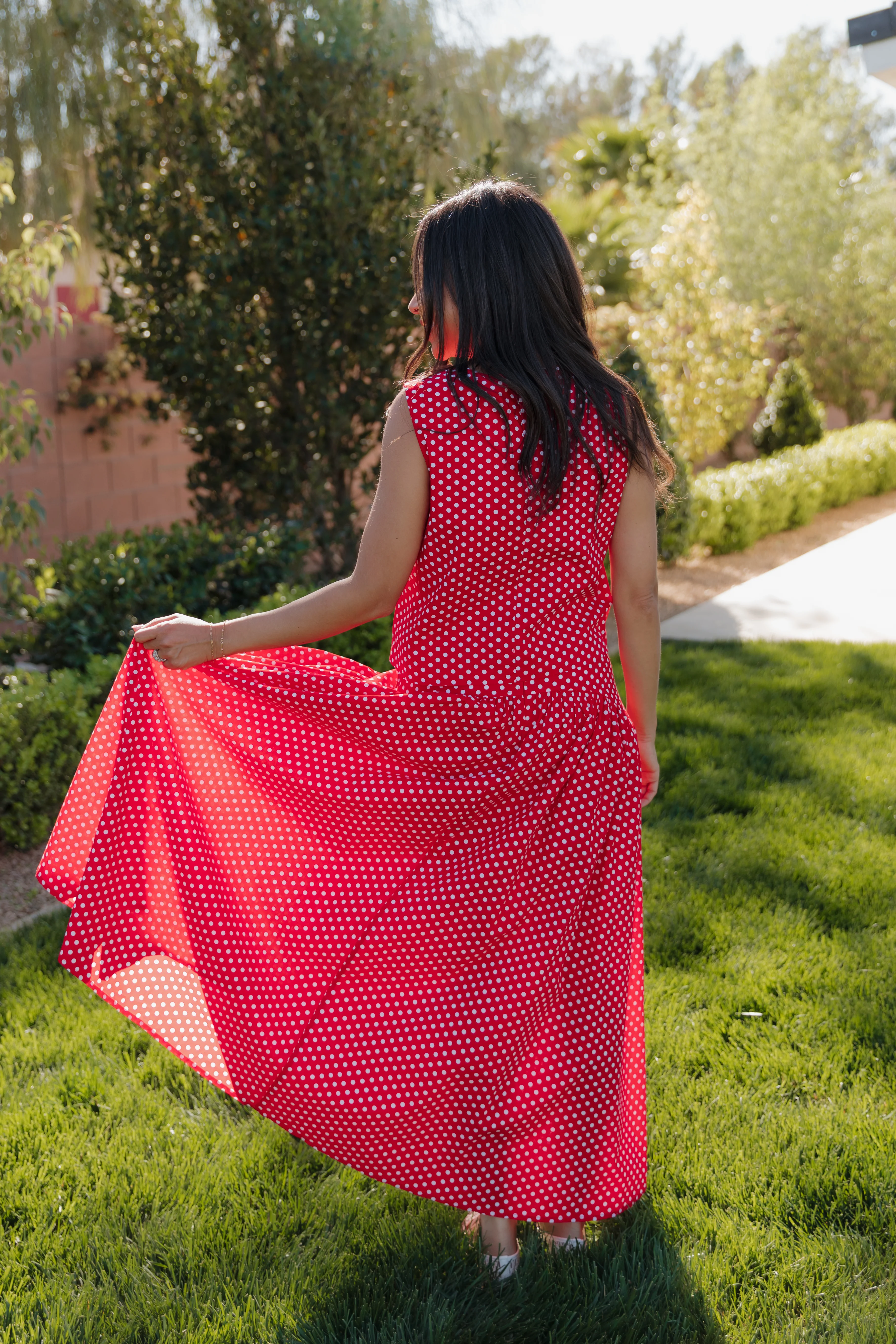THE MAKAYLA POLKA DOT SKIRT IN RED - Image 8