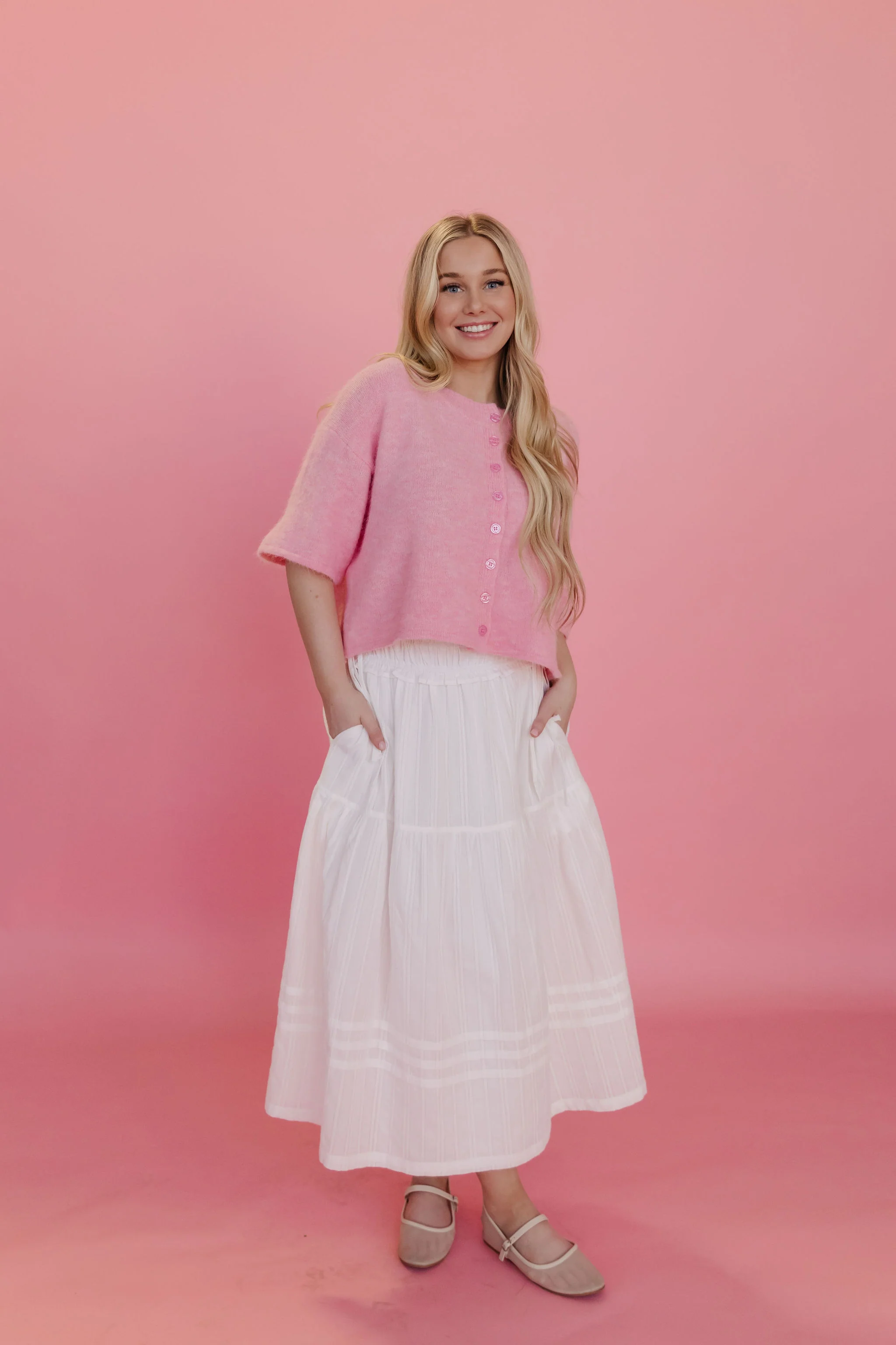 THE MANON SIDE TIE LINEN MAXI SKIRT IN WHITE - Image 2