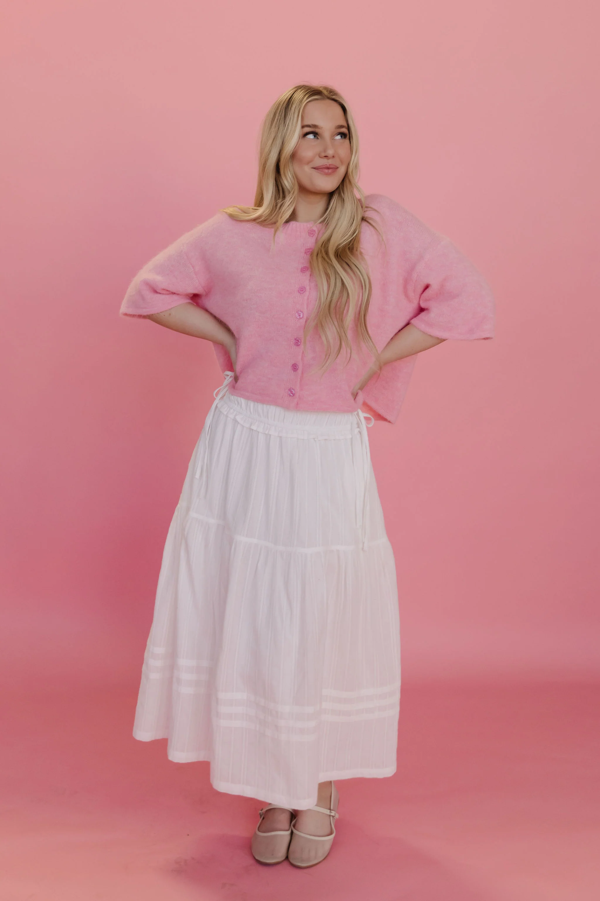 THE MANON SIDE TIE LINEN MAXI SKIRT IN WHITE - Image 6