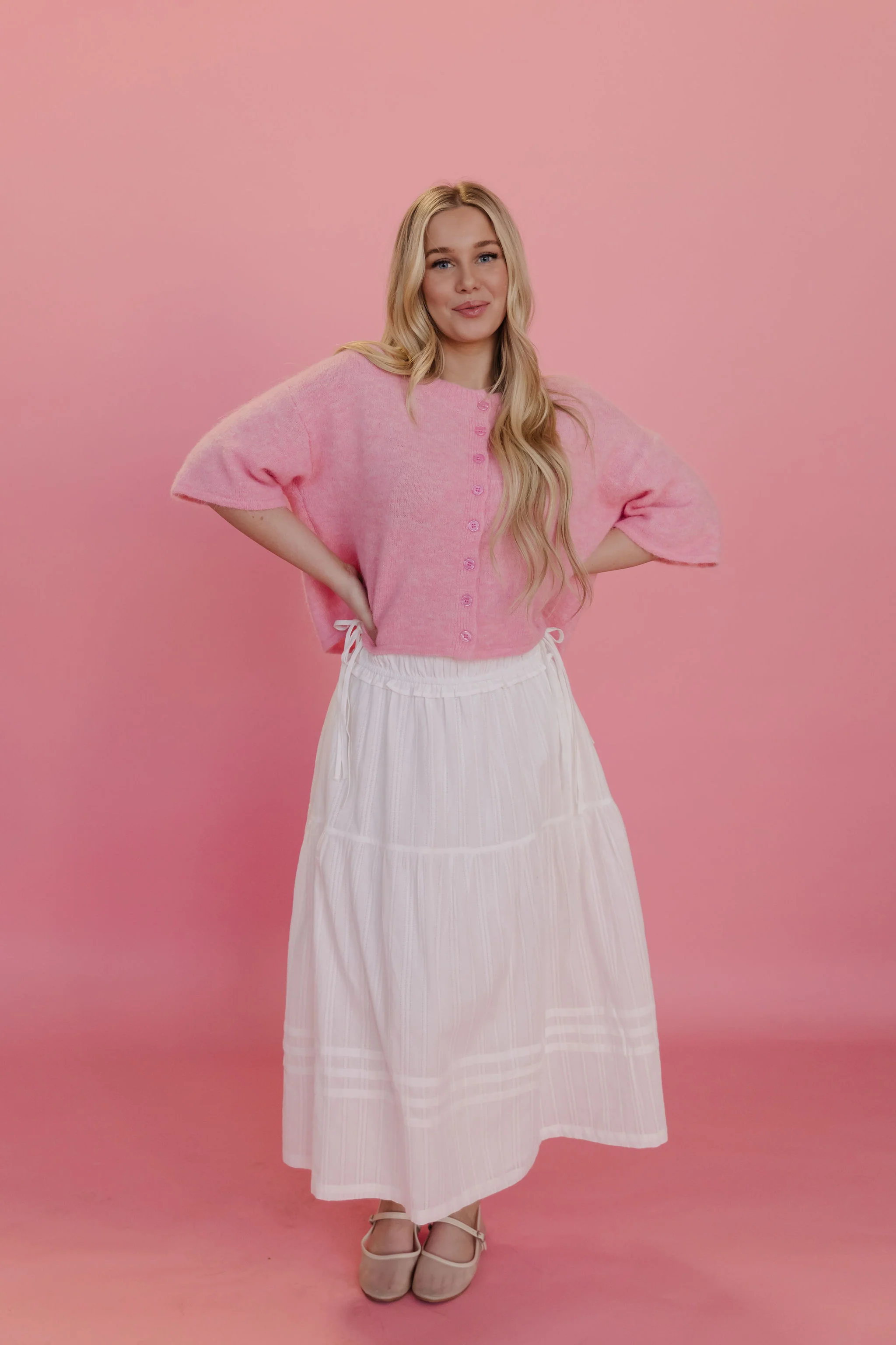 THE MANON SIDE TIE LINEN MAXI SKIRT IN WHITE - Image 7