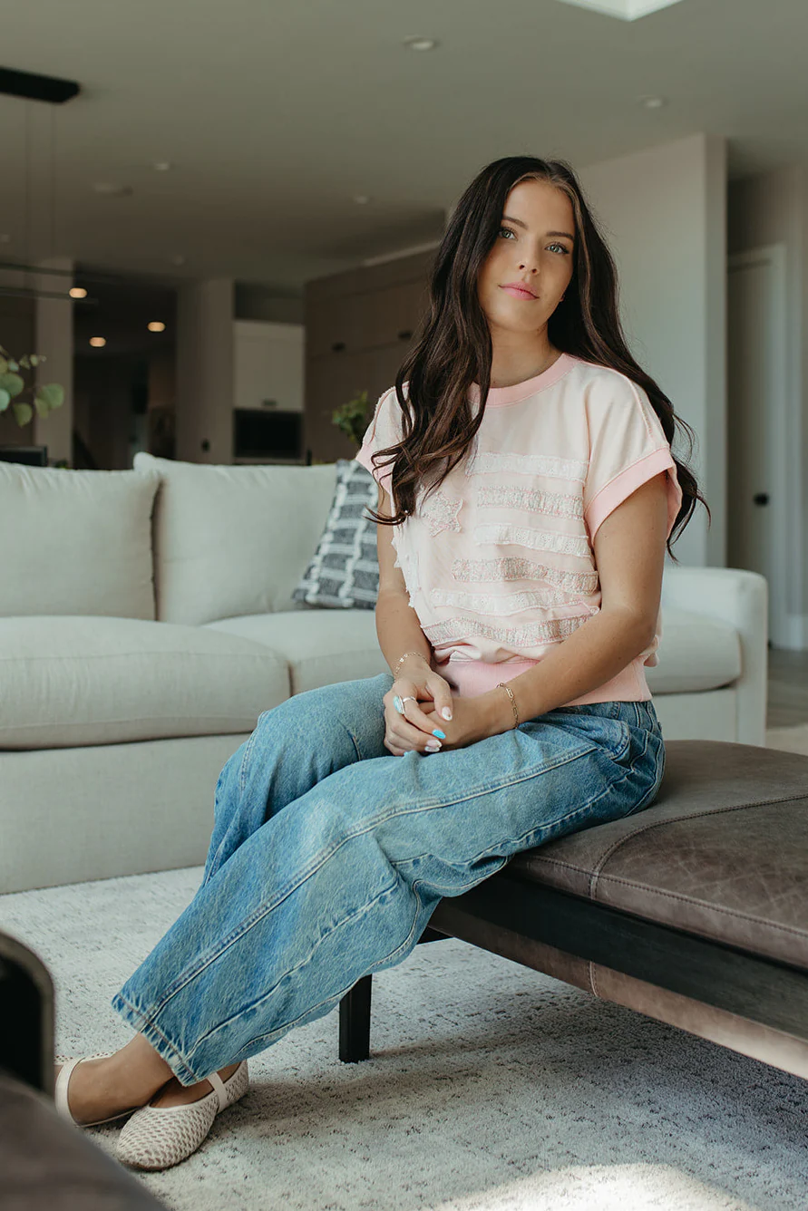 THE MAREN BLUSH AMERICANA LACE TOP - Image 2