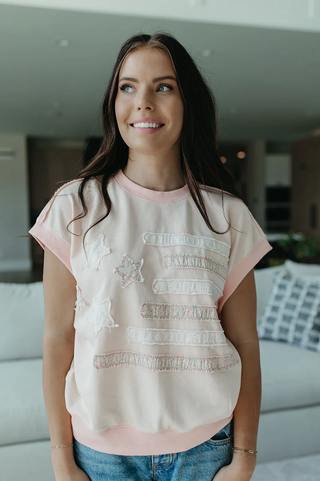 THE MAREN BLUSH AMERICANA LACE TOP - Image 4