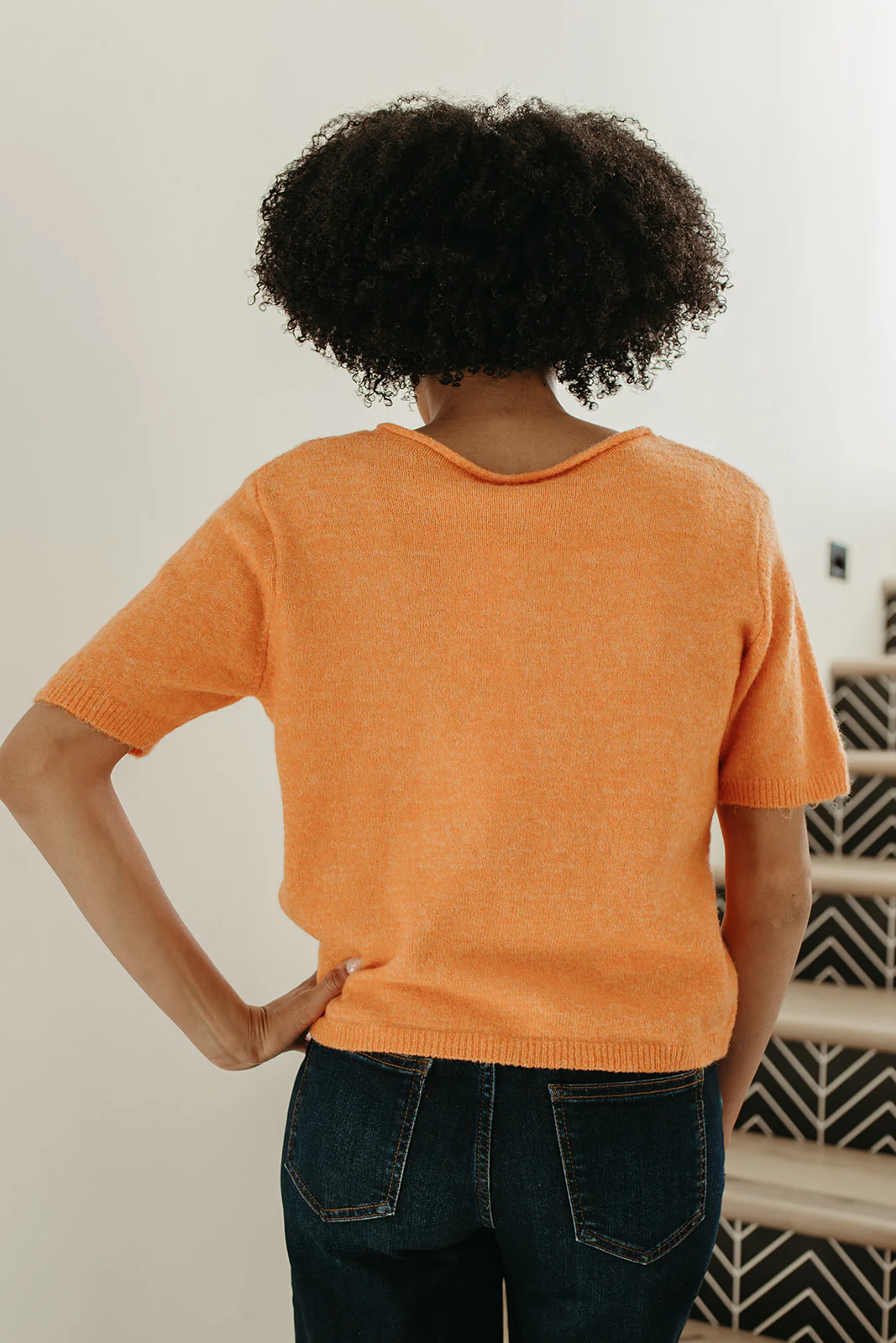THE MCKAYLA SHORT SLEEVE CARDIGAN IN ORANGE - Image 6