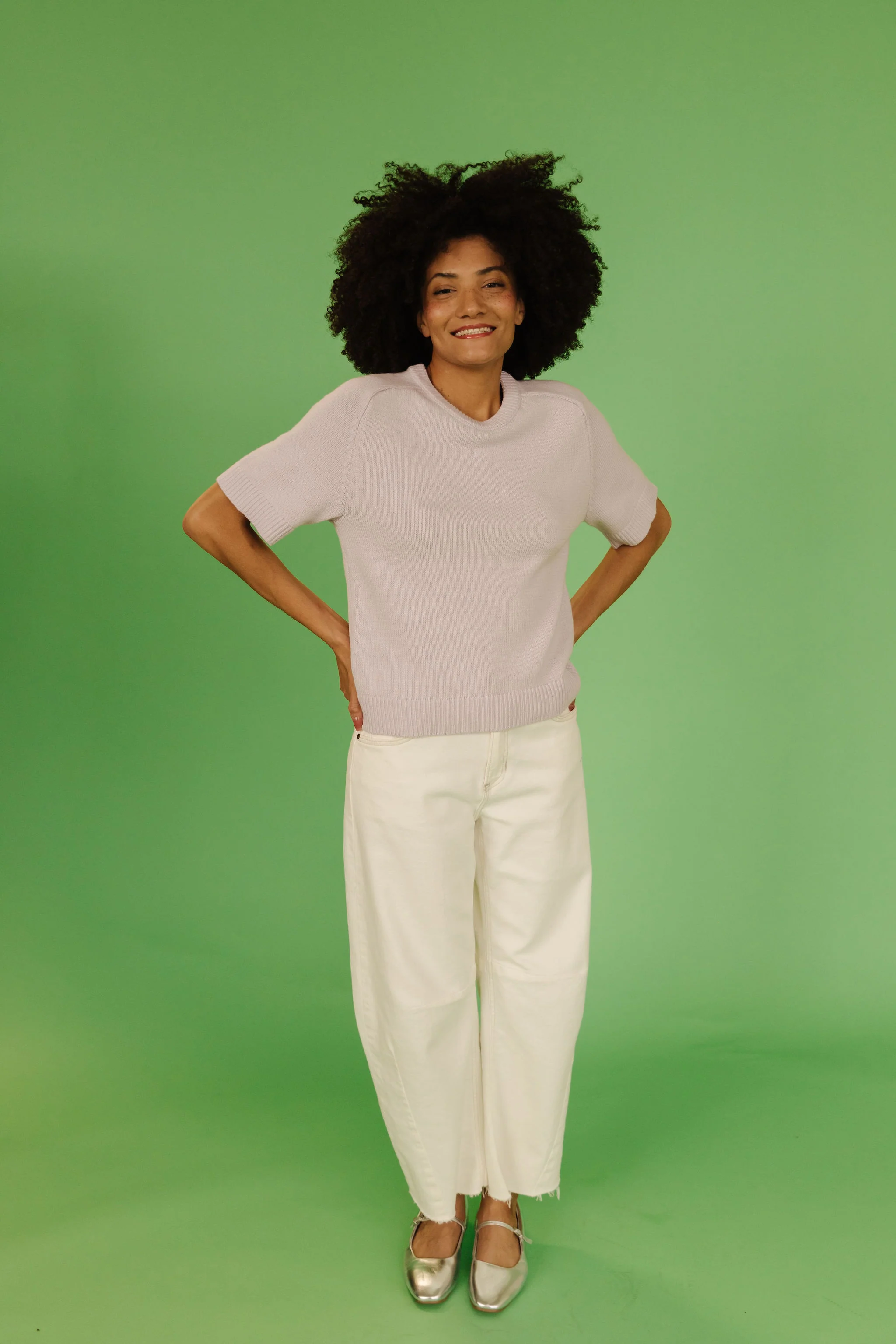 THE MEADOW SHORT SLEEVE SWEATER IN LAVENDER - Image 6