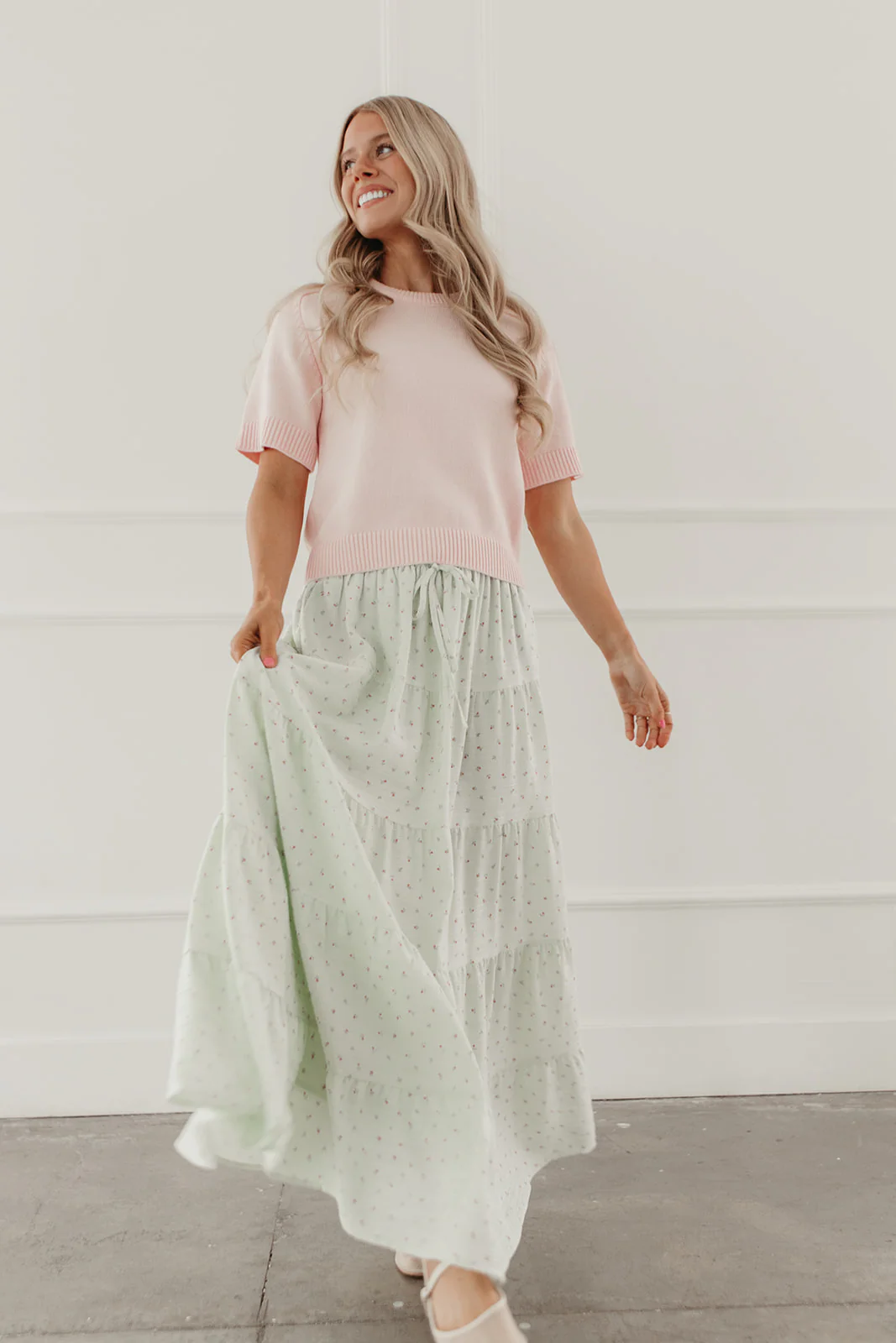 THE MEADOW SHORT SLEEVE SWEATER IN PINK