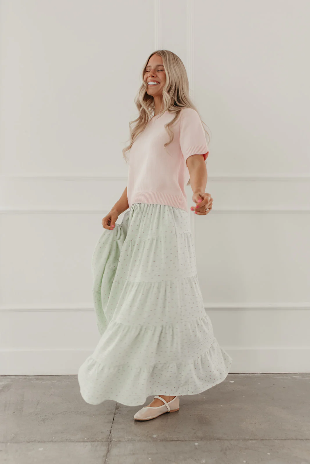 THE MEADOW SHORT SLEEVE SWEATER IN PINK - Image 7