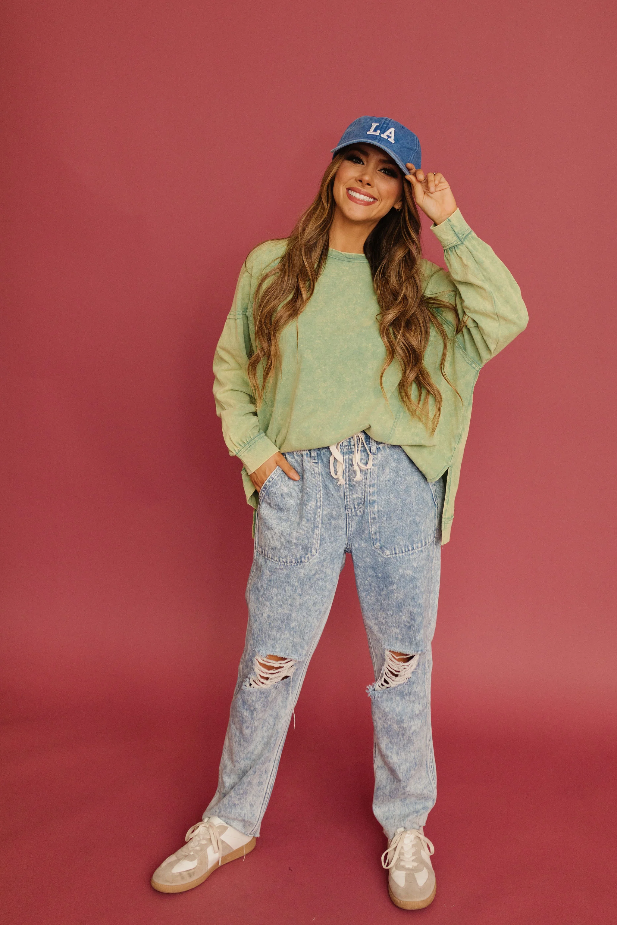 THE MEG MINERAL WASH CREWNECK IN GREEN - Image 4