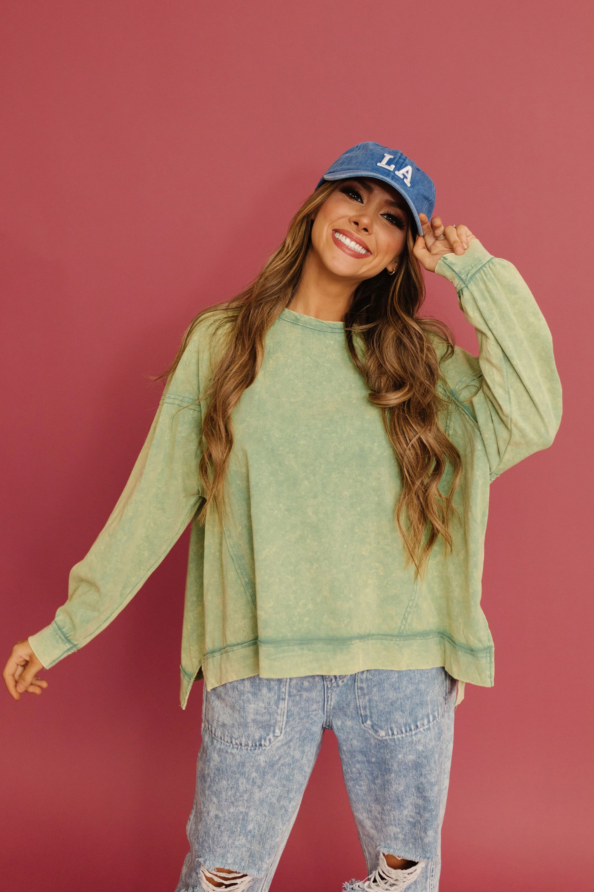 THE MEG MINERAL WASH CREWNECK IN GREEN - Image 5