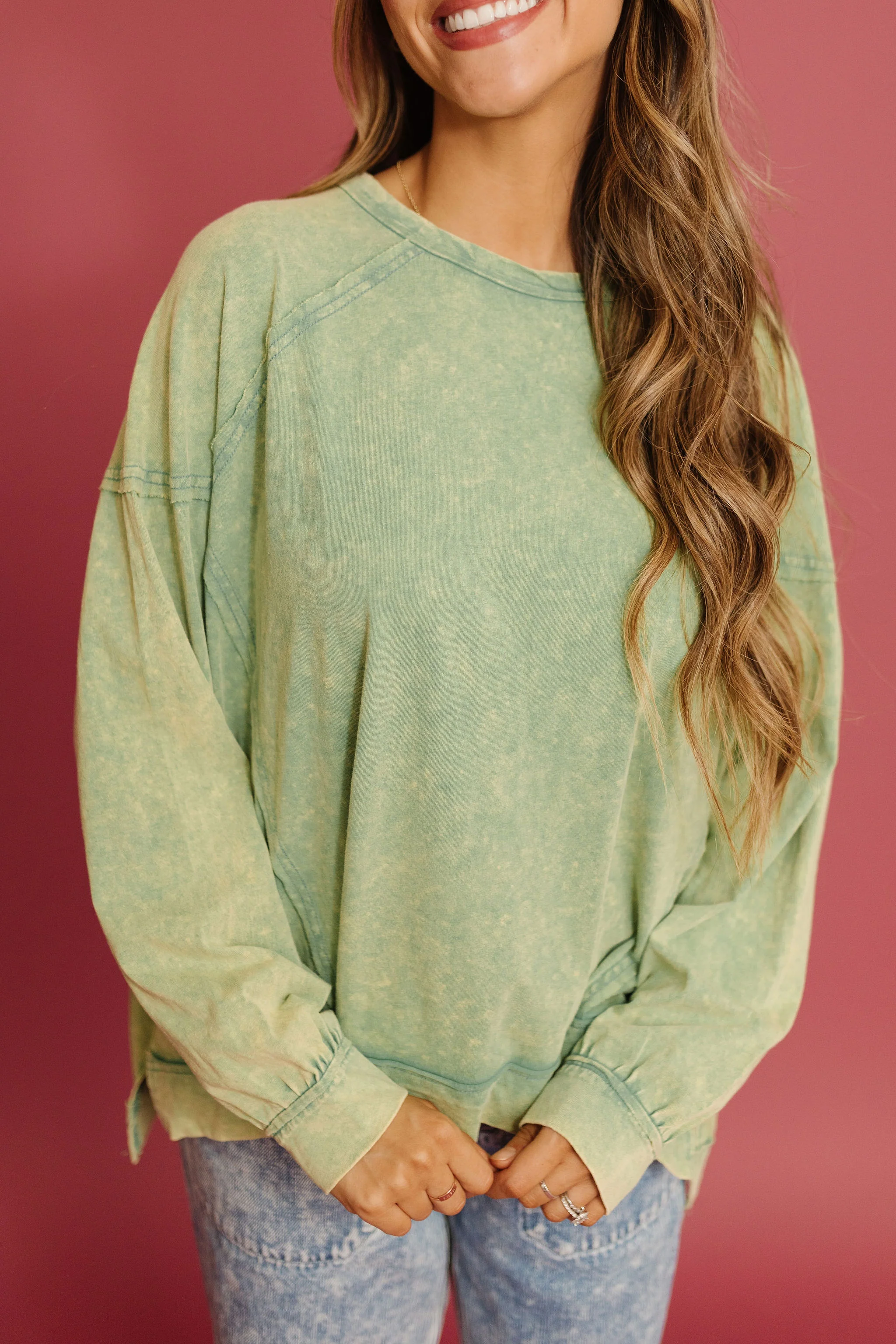 THE MEG MINERAL WASH CREWNECK IN GREEN - Image 6