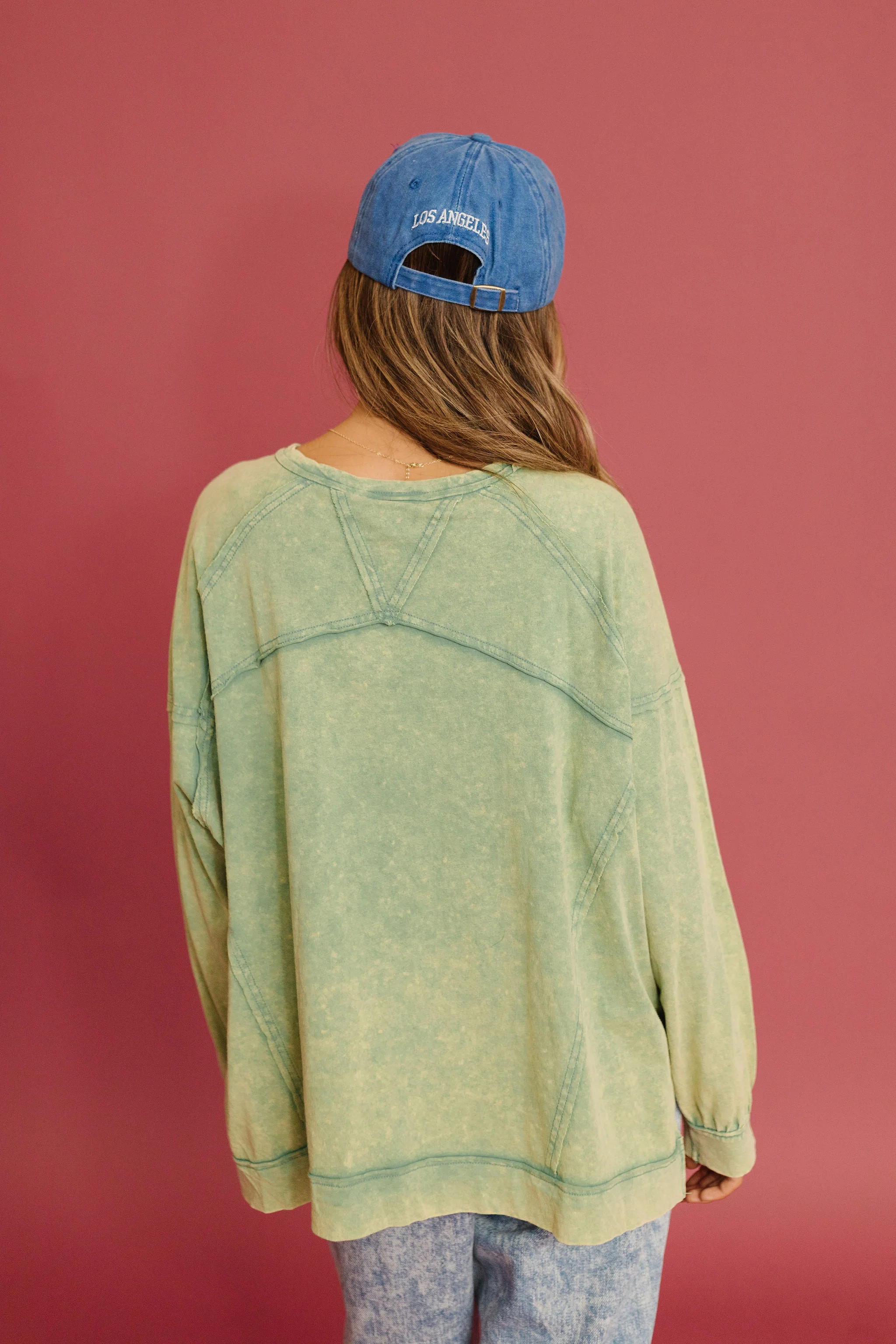 THE MEG MINERAL WASH CREWNECK IN GREEN - Image 7