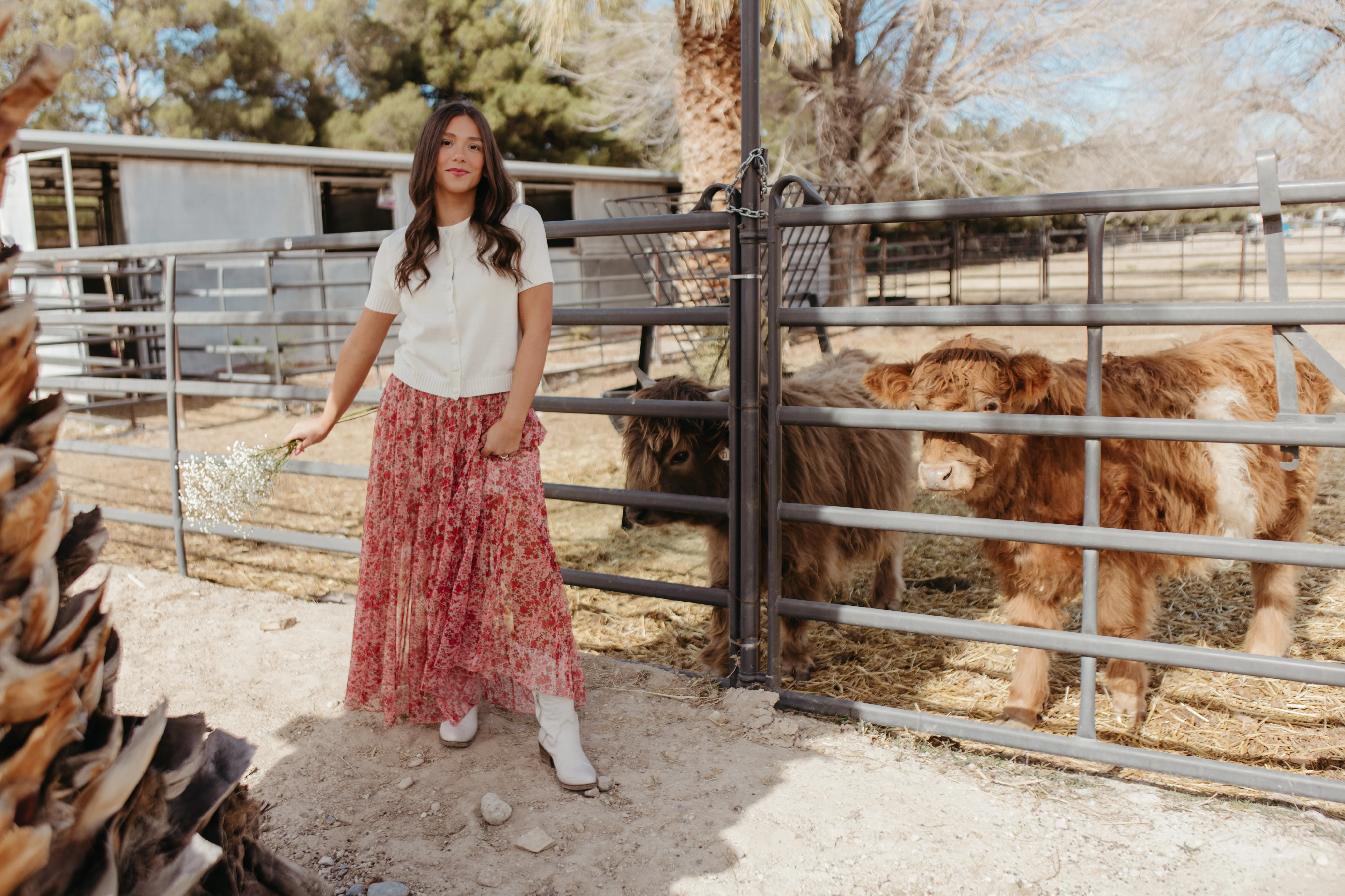 THE MILLIE FLORAL MESH MAXI SKIRT IN ROSE - Image 4