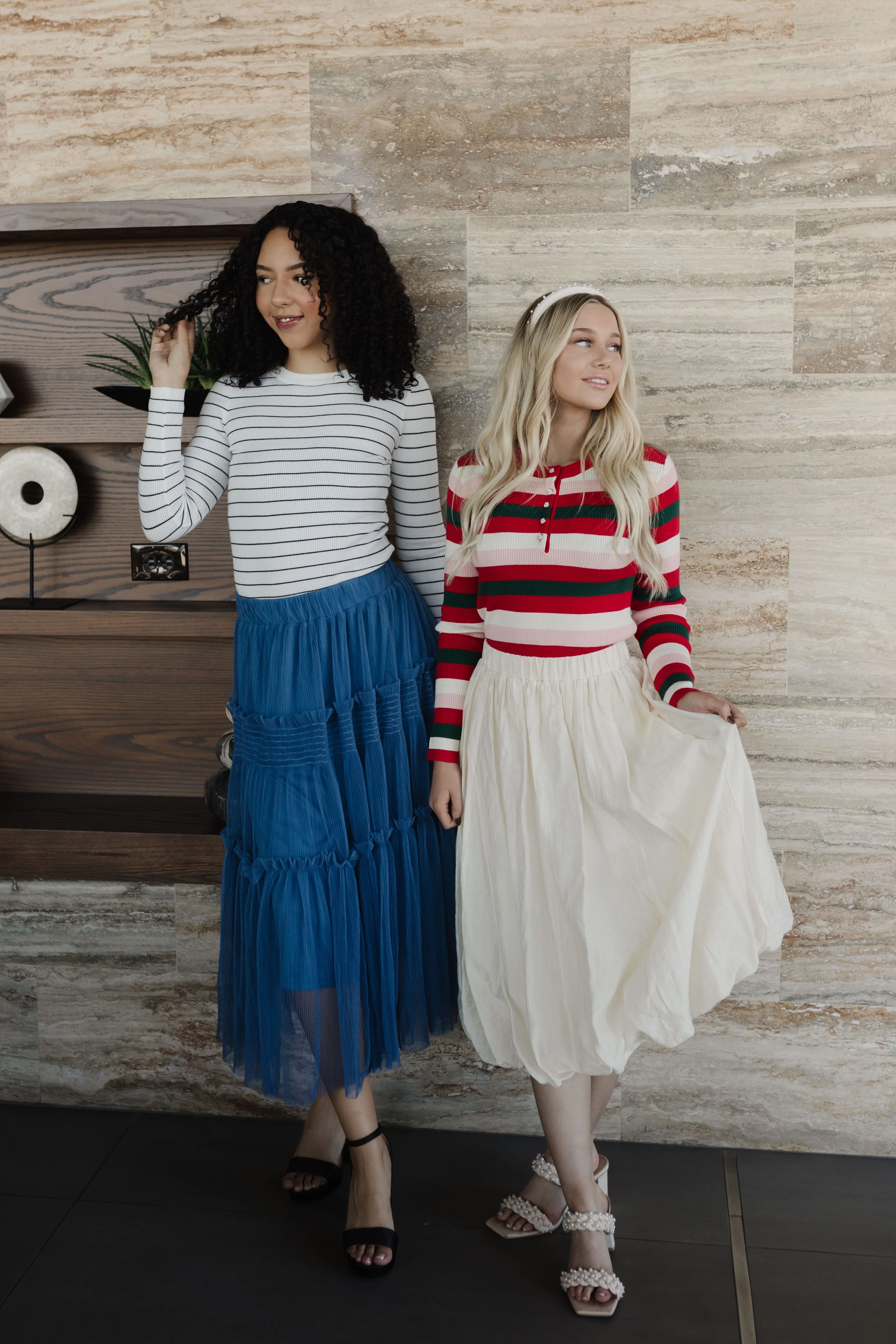 THE MILLIE TULLE TIERED MIDI SKIRT IN ROYAL BLUE - Image 4