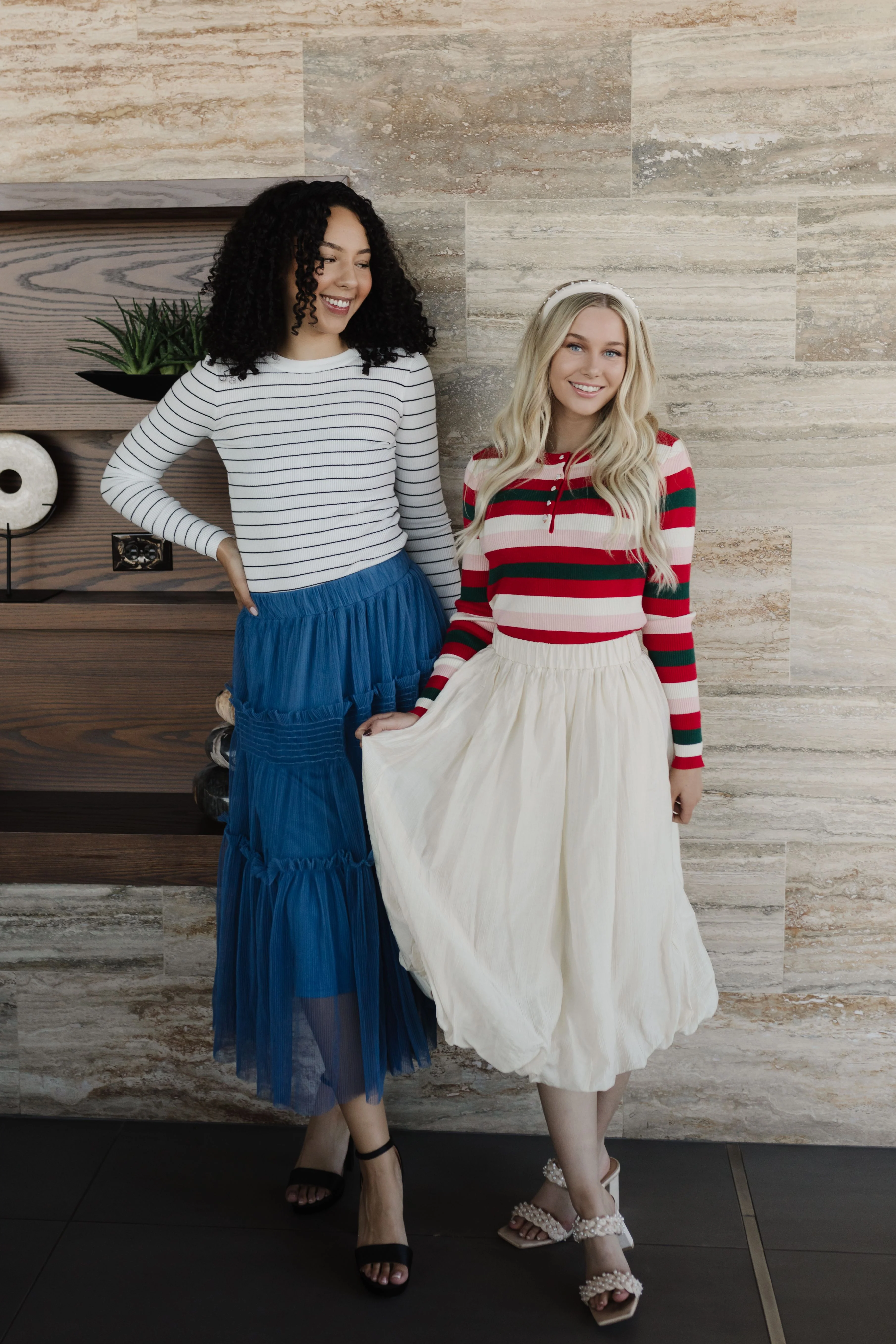 THE MILLIE TULLE TIERED MIDI SKIRT IN ROYAL BLUE - Image 6