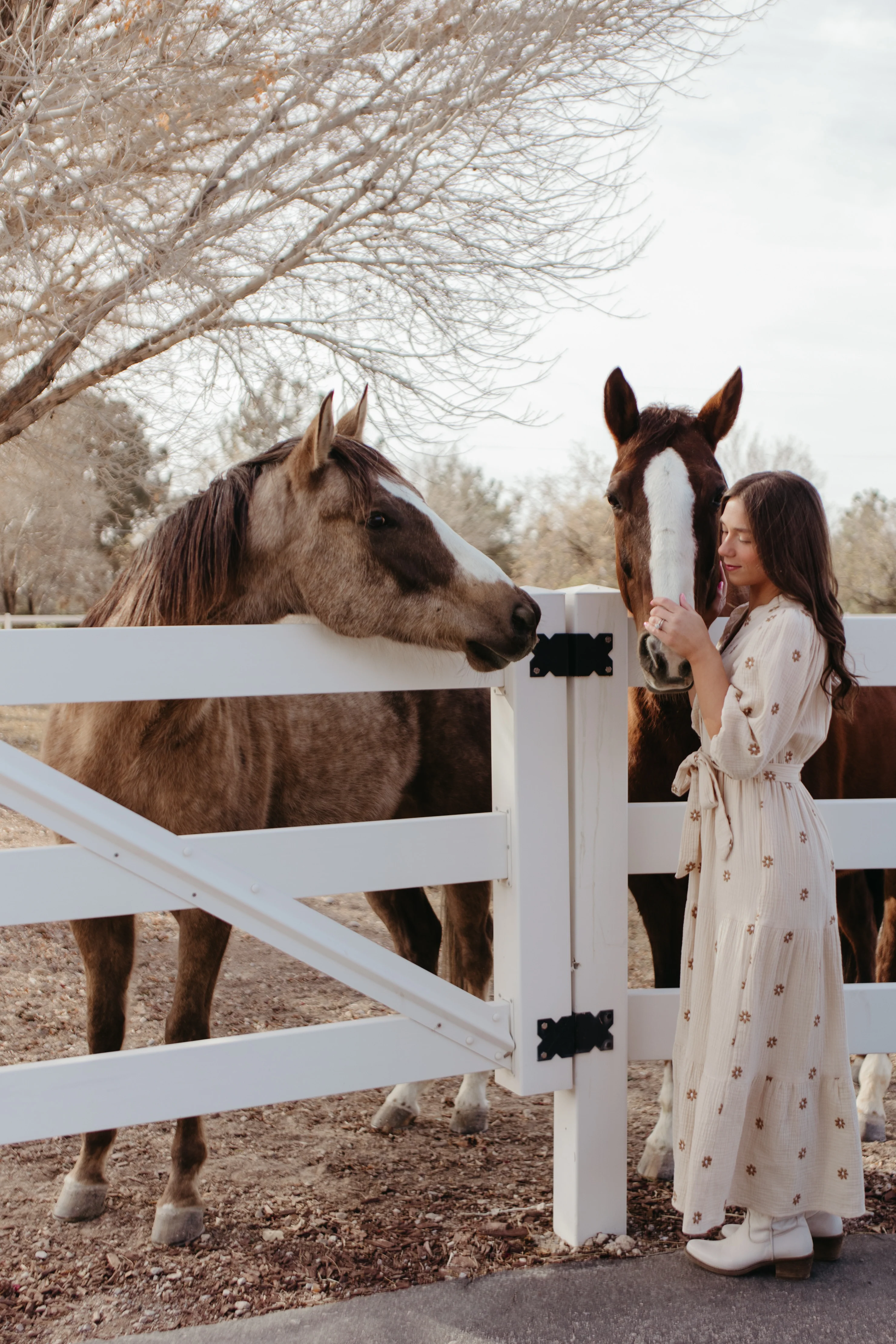 THE MONICA EMBROIDERED FLOWER DRESS IN TAUPE - Image 2