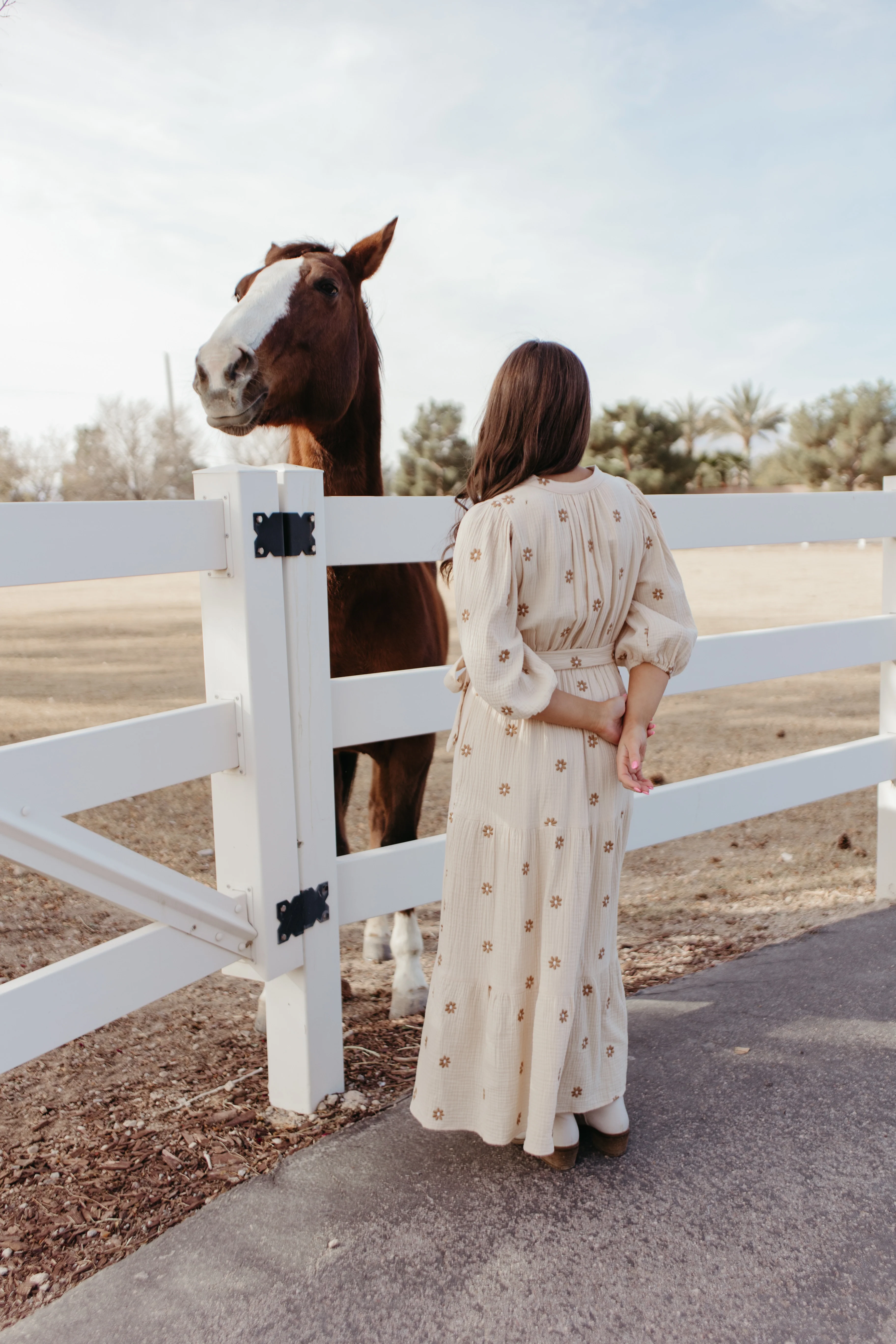 THE MONICA EMBROIDERED FLOWER DRESS IN TAUPE - Image 6