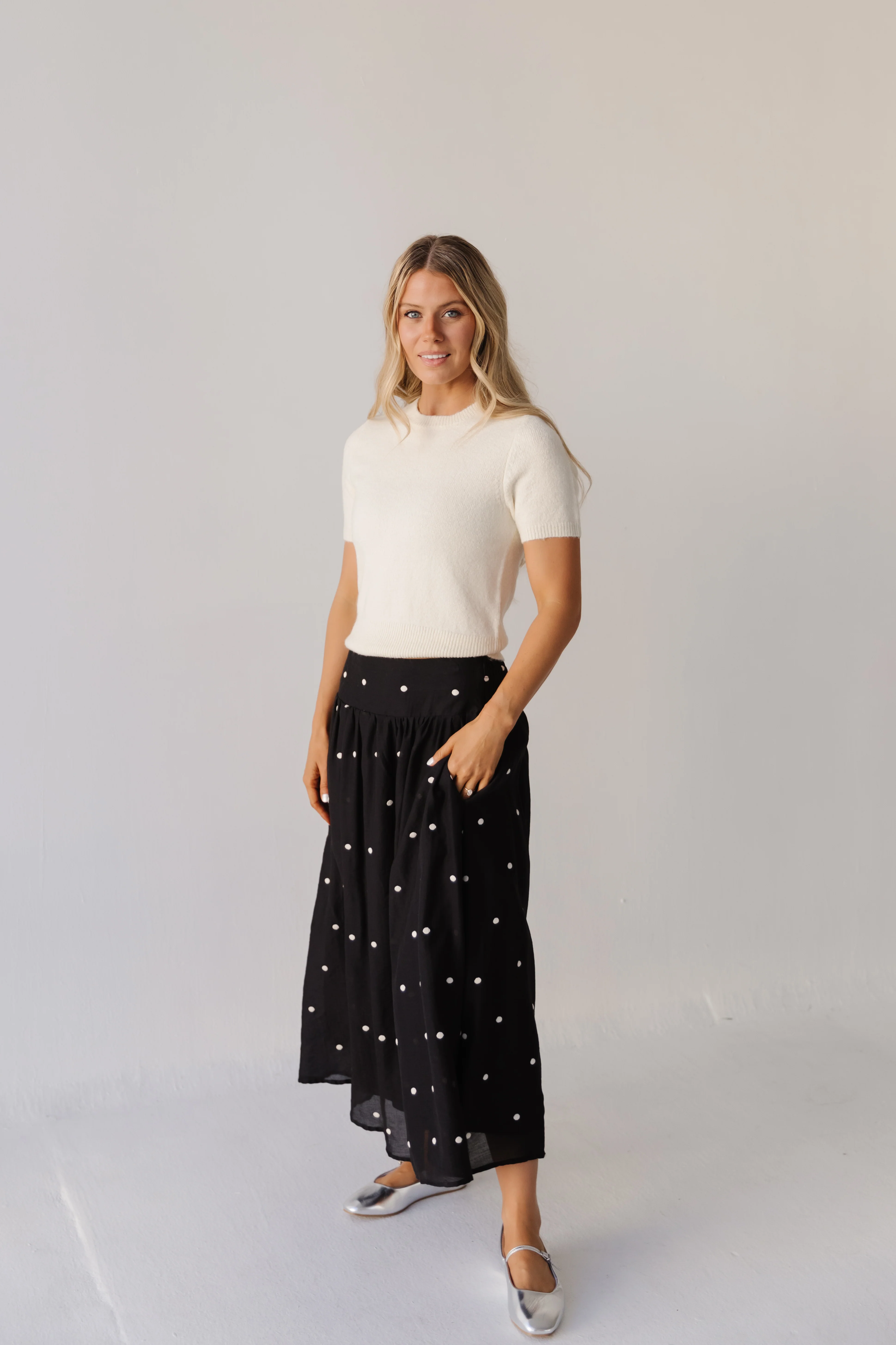THE MORGAN EMBROIDERED DOT SKIRT IN BLACK - Image 5