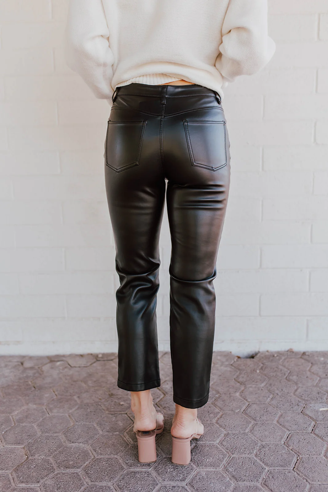 THE MOVES LIKE JAGGER FAUX LEATHER PANTS IN BLACK - Image 2