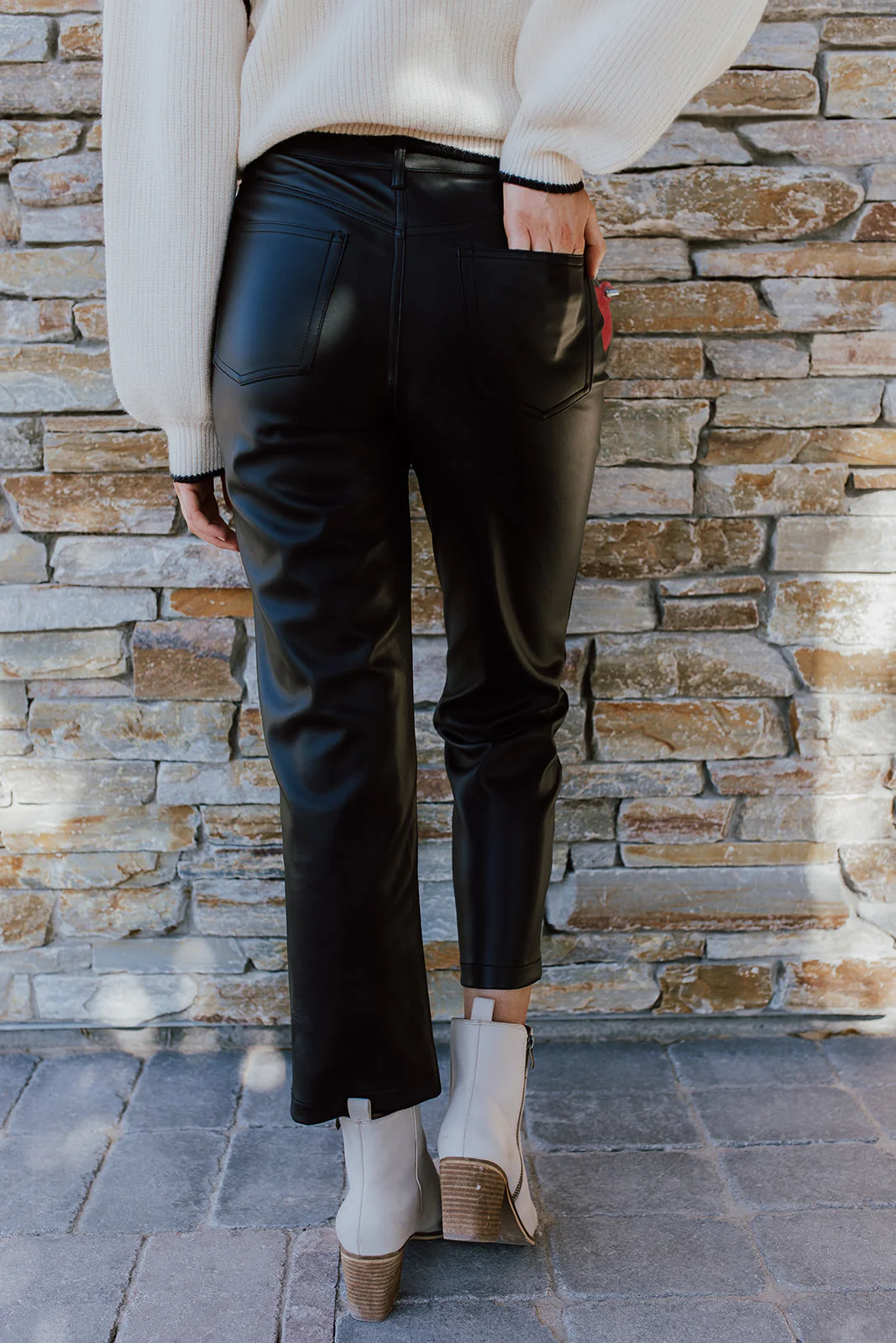 THE MOVES LIKE JAGGER FAUX LEATHER PANTS IN BLACK - Image 5