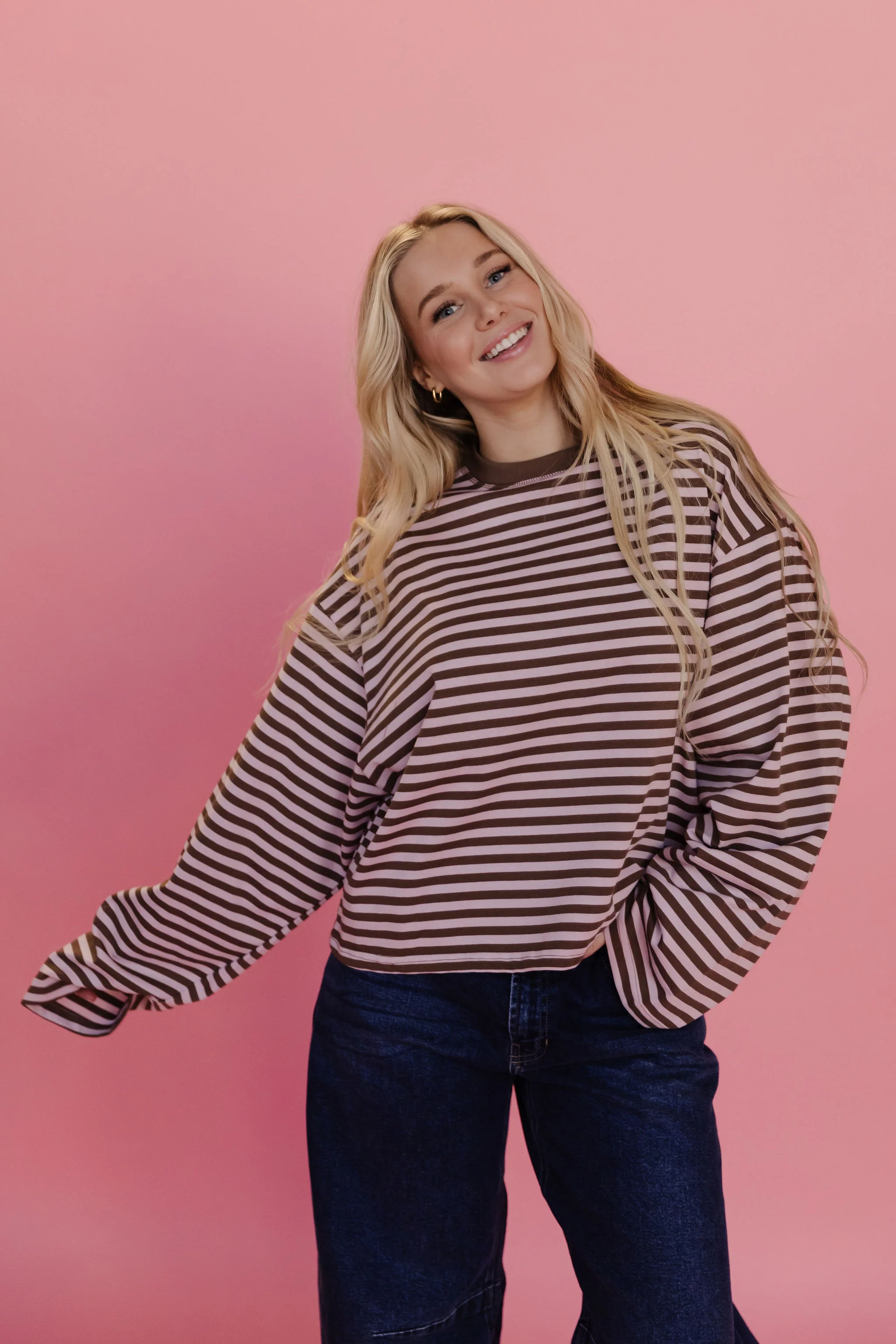 THE NEHEMIA STRIPED TOP IN PINK - Image 3