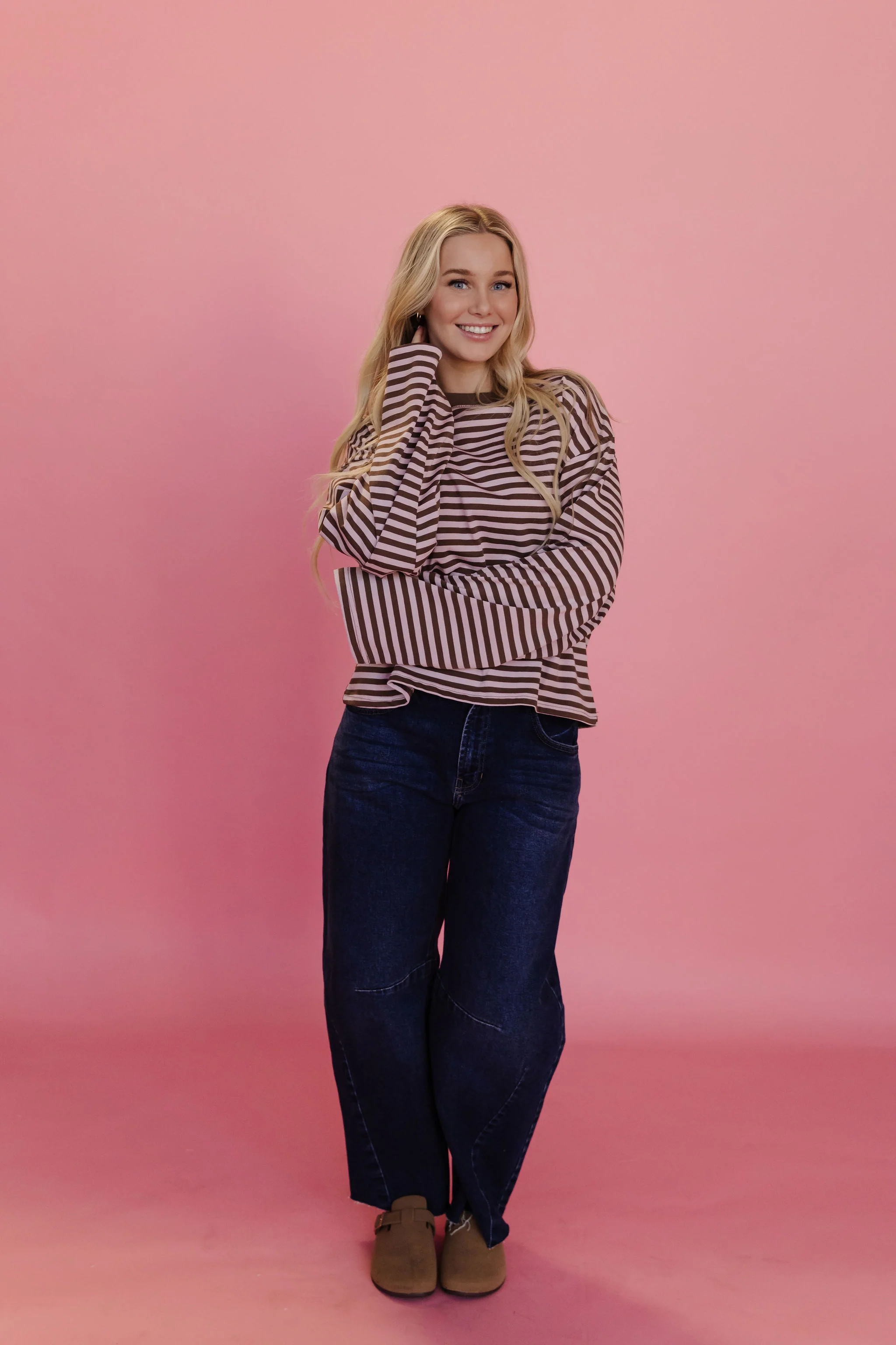THE NEHEMIA STRIPED TOP IN PINK - Image 5
