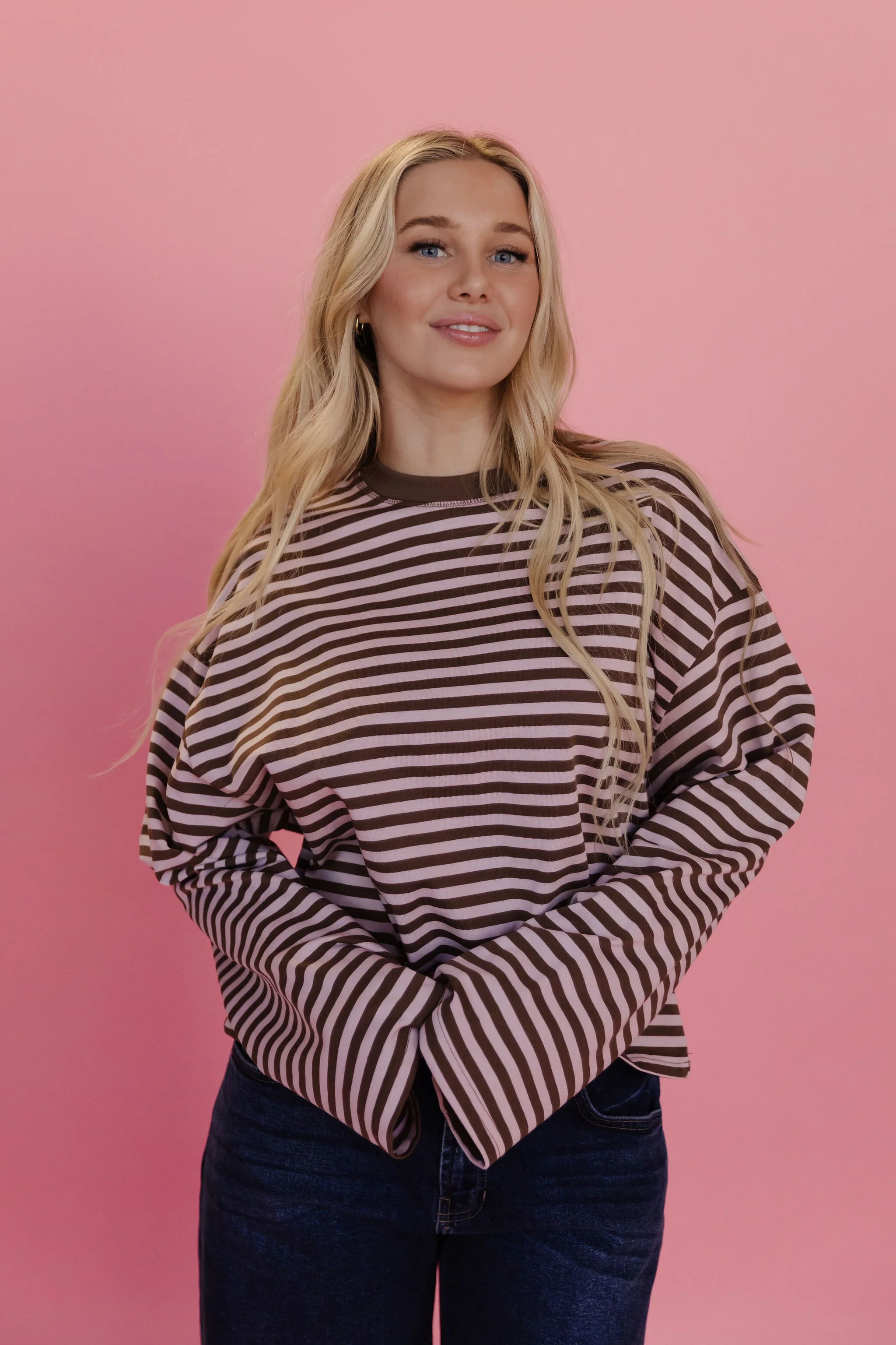 THE NEHEMIA STRIPED TOP IN PINK - Image 6