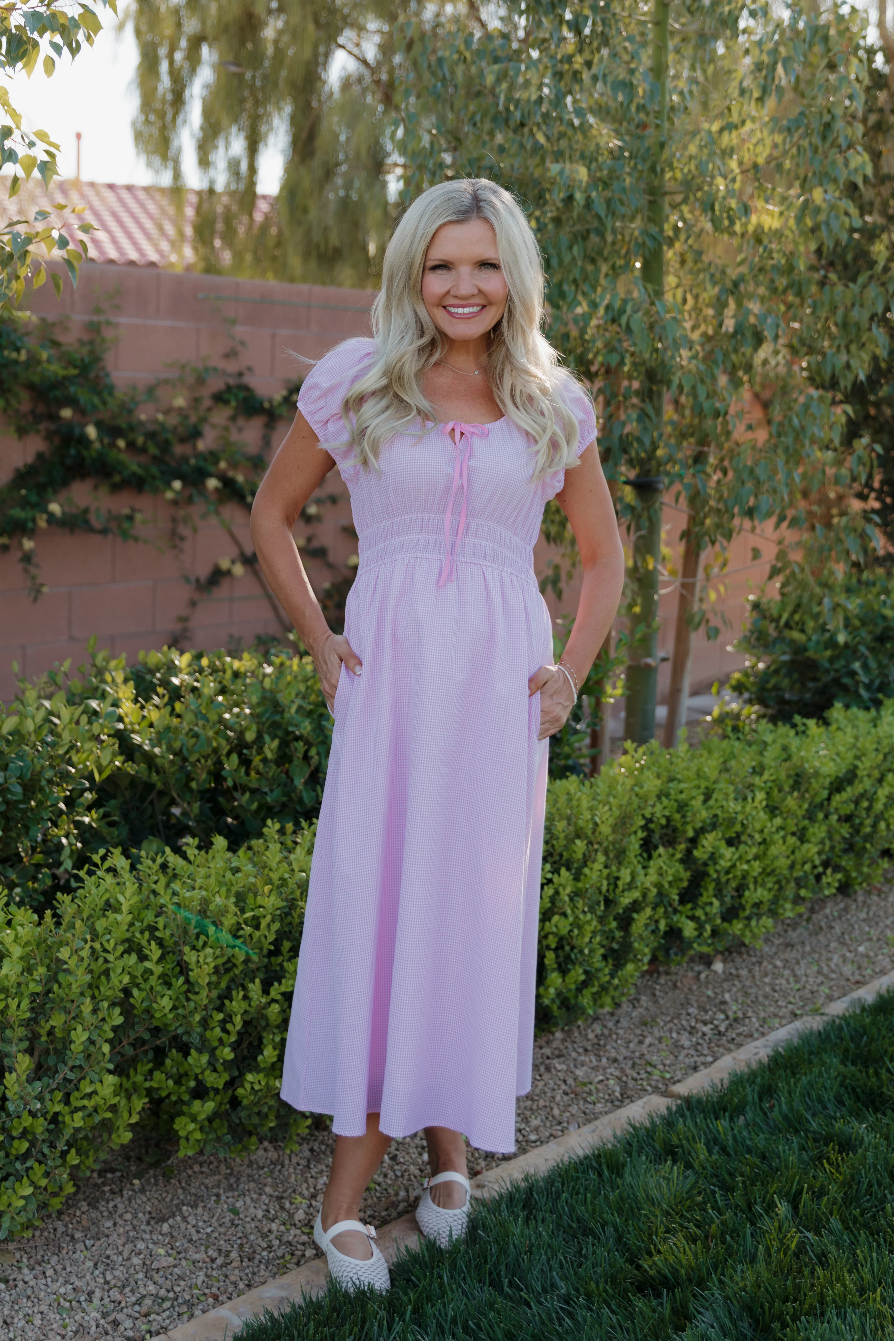 THE NELLIE GINGHAM DRESS IN PINK - Image 2