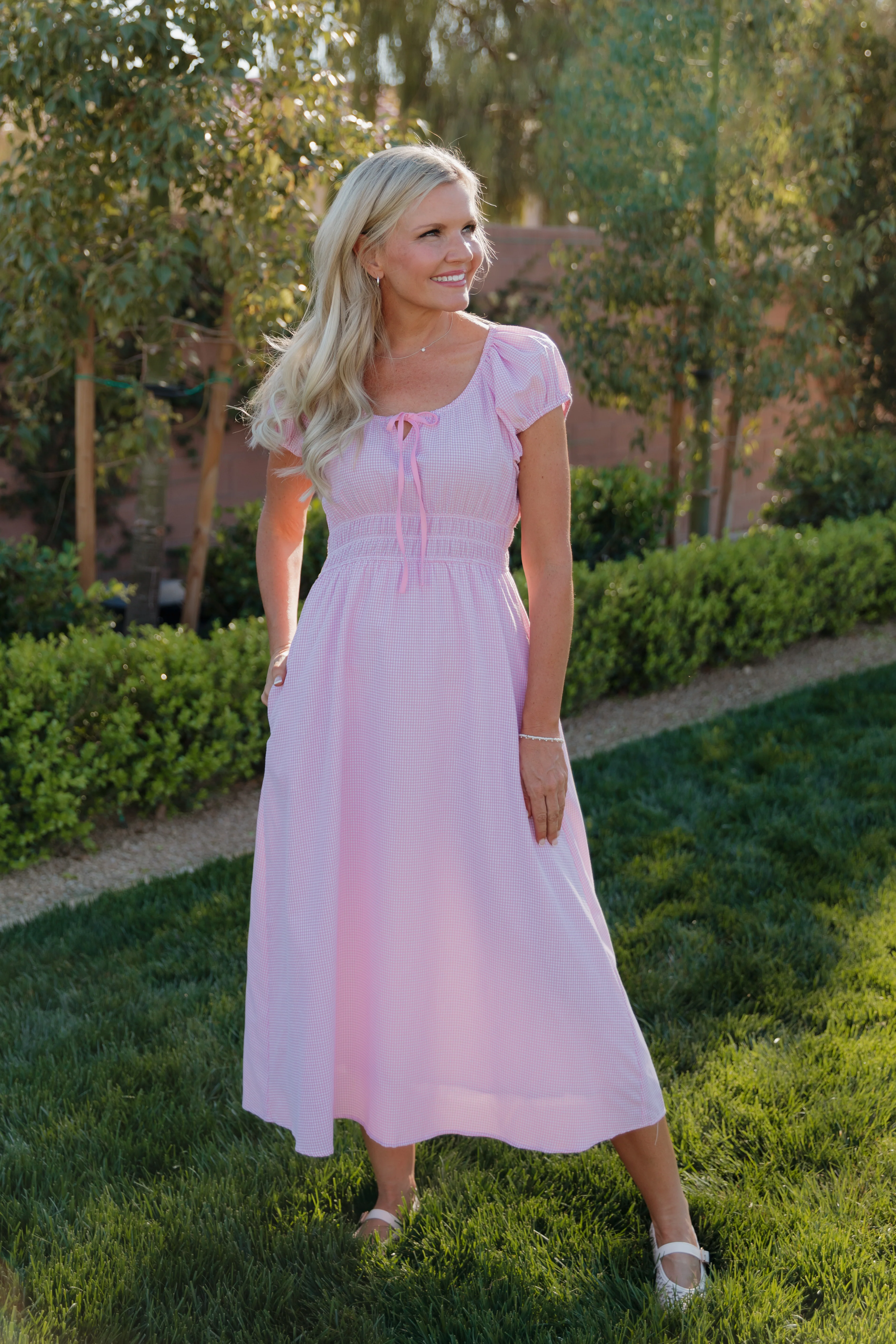 THE NELLIE GINGHAM DRESS IN PINK - Image 3