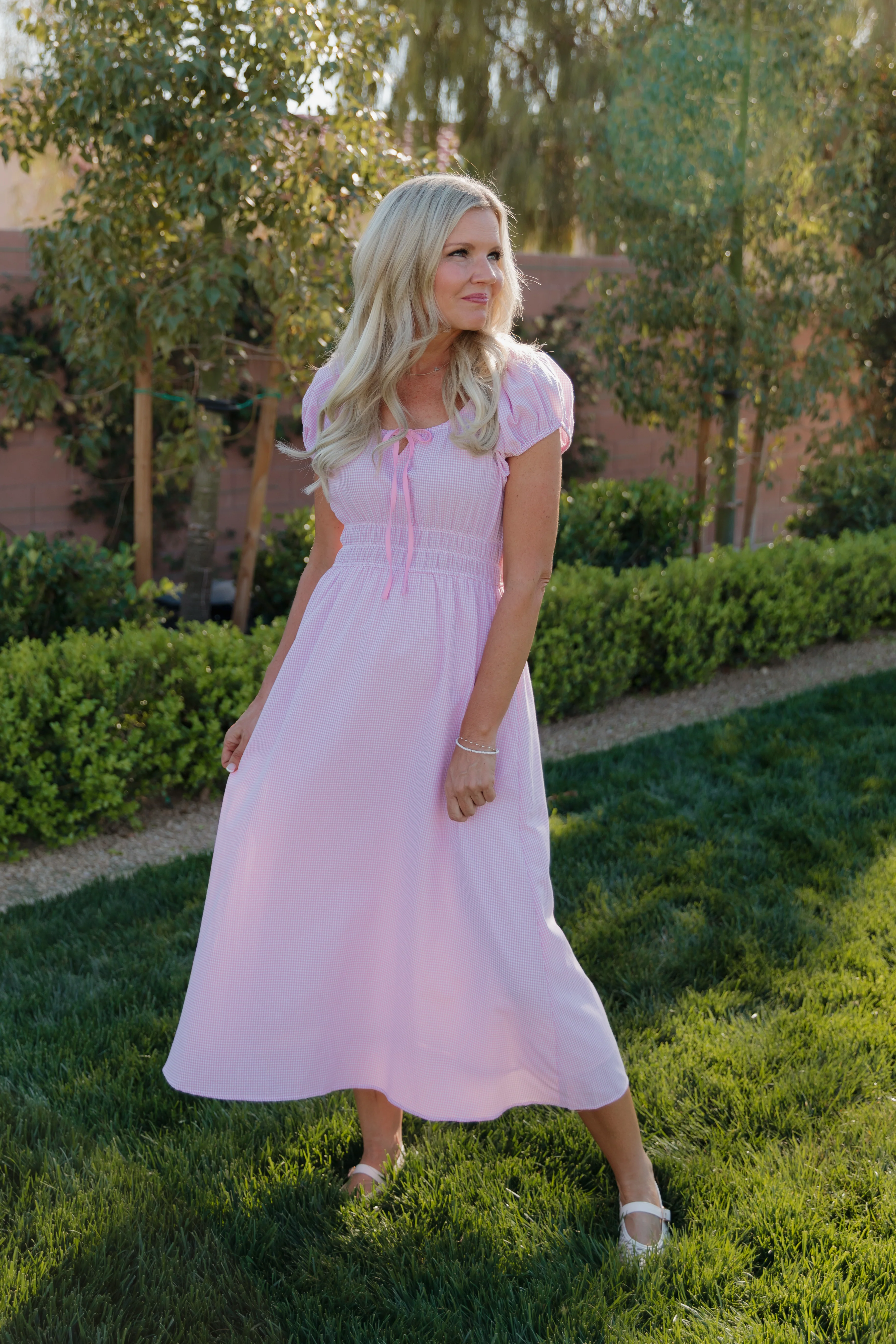 THE NELLIE GINGHAM DRESS IN PINK - Image 6