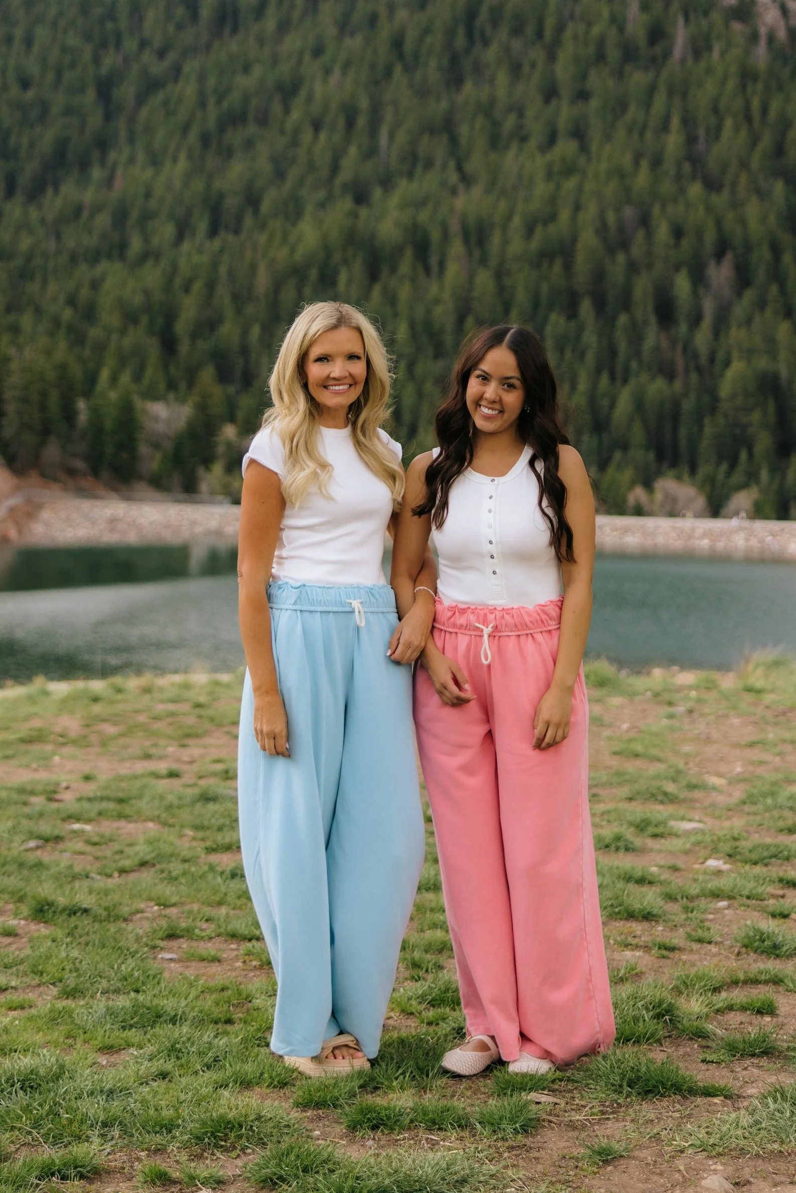 THE NORA FOLD OVER WAIST WIDE LEG SWEATPANT IN BLUE - Image 6
