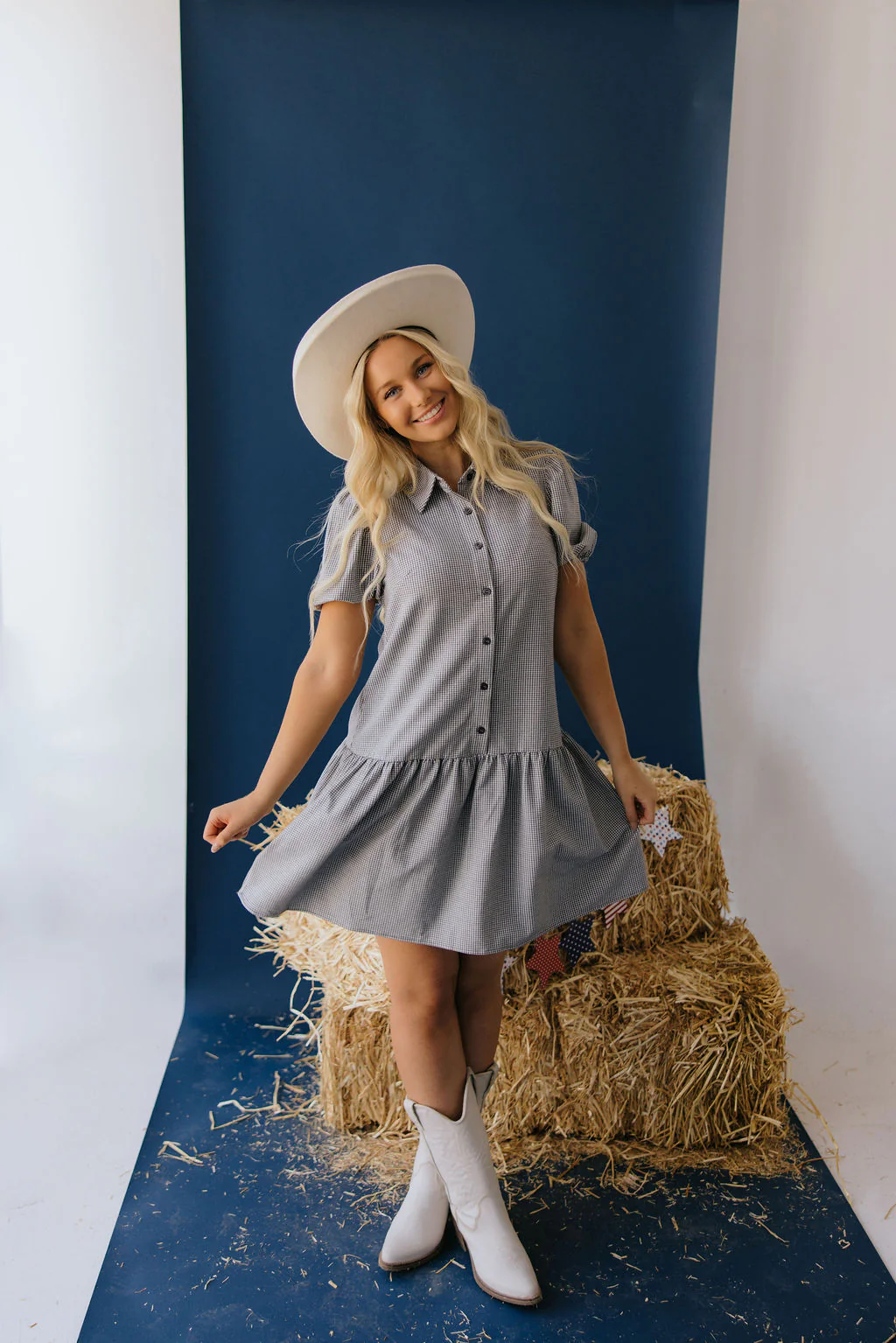THE NORI MINI DRESS IN BLACK CHECKER - Image 5