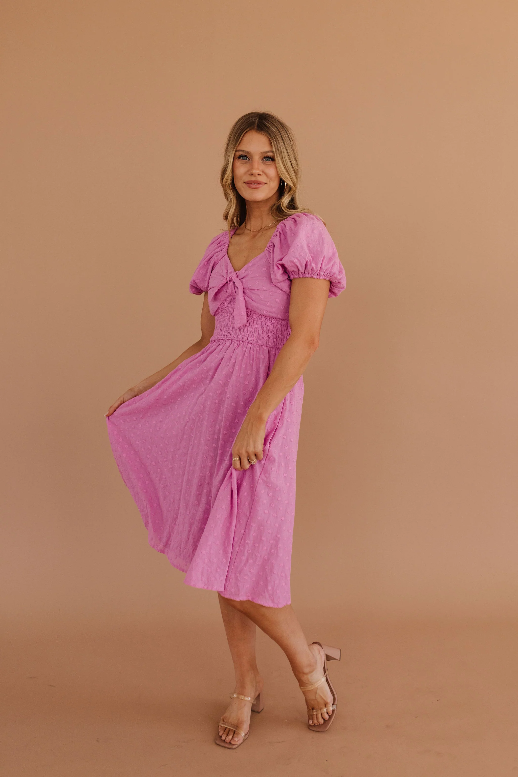THE PAISLEY TIE FRONT SWISS DAISY DRESS IN ORCHID BY PINK DESERT - Image 14