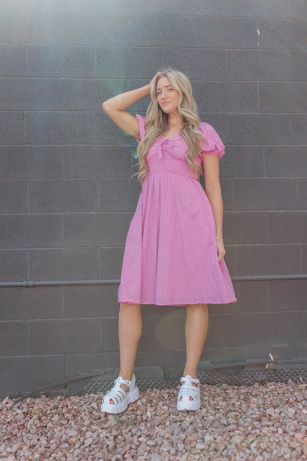 THE PAISLEY TIE FRONT SWISS DAISY DRESS IN ORCHID BY PINK DESERT - Image 15