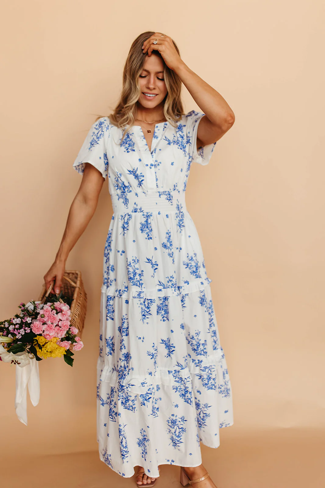 THE PALMER POPLIN DRESS IN BLUE FLORAL - Image 10