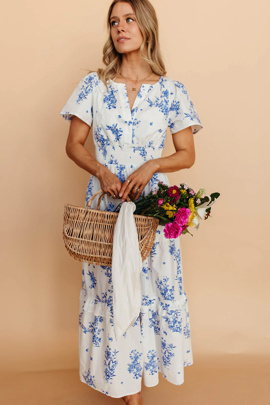 THE PALMER POPLIN DRESS IN BLUE FLORAL - Image 13