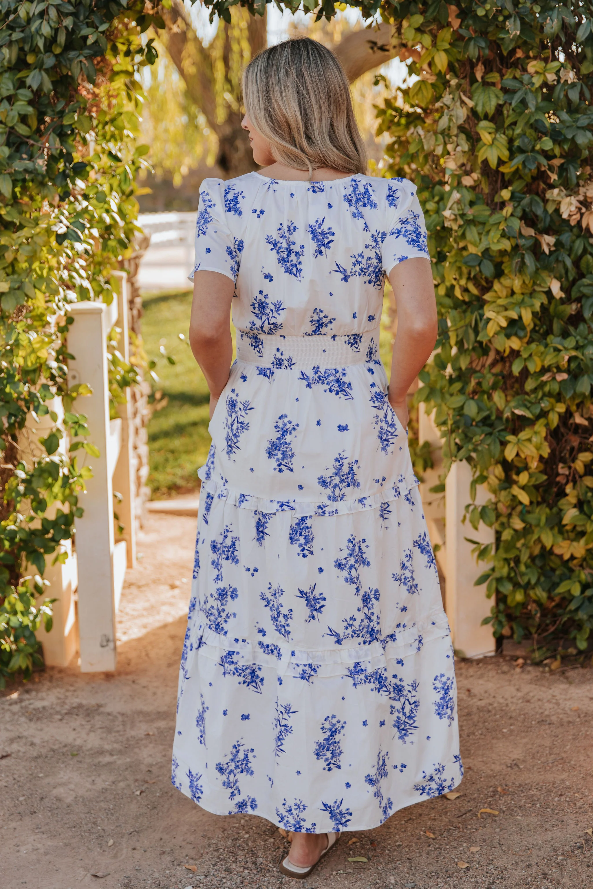 THE PALMER POPLIN DRESS IN BLUE FLORAL - Image 6