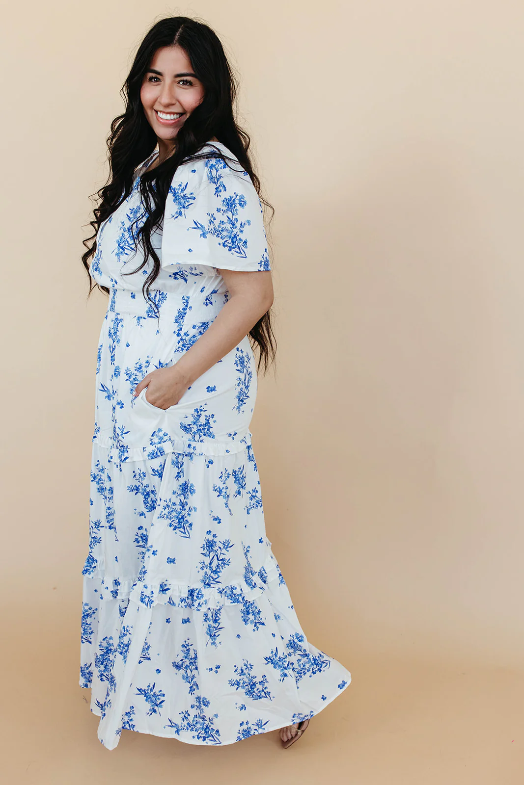 THE PALMER POPLIN DRESS IN BLUE FLORAL - Image 7