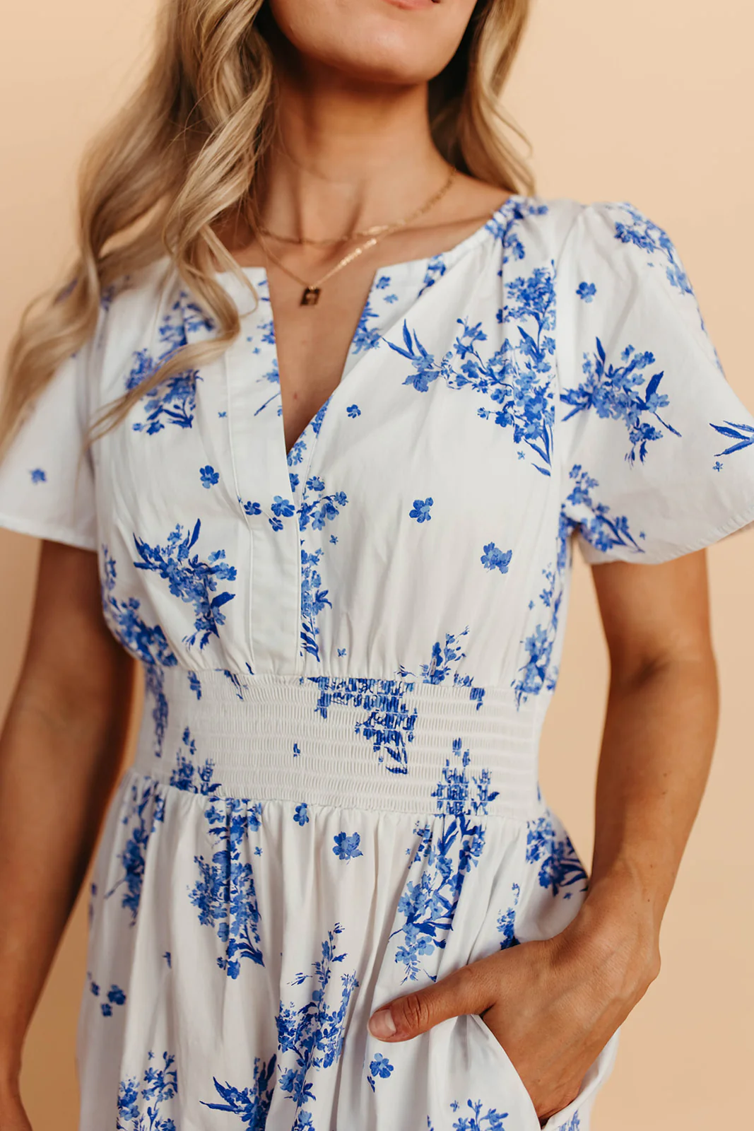 THE PALMER POPLIN DRESS IN BLUE FLORAL - Image 8