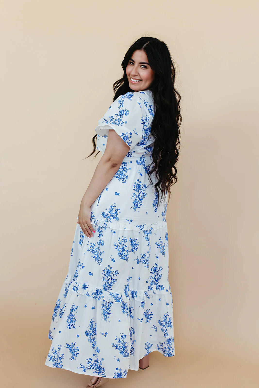 THE PALMER POPLIN DRESS IN BLUE FLORAL - Image 9