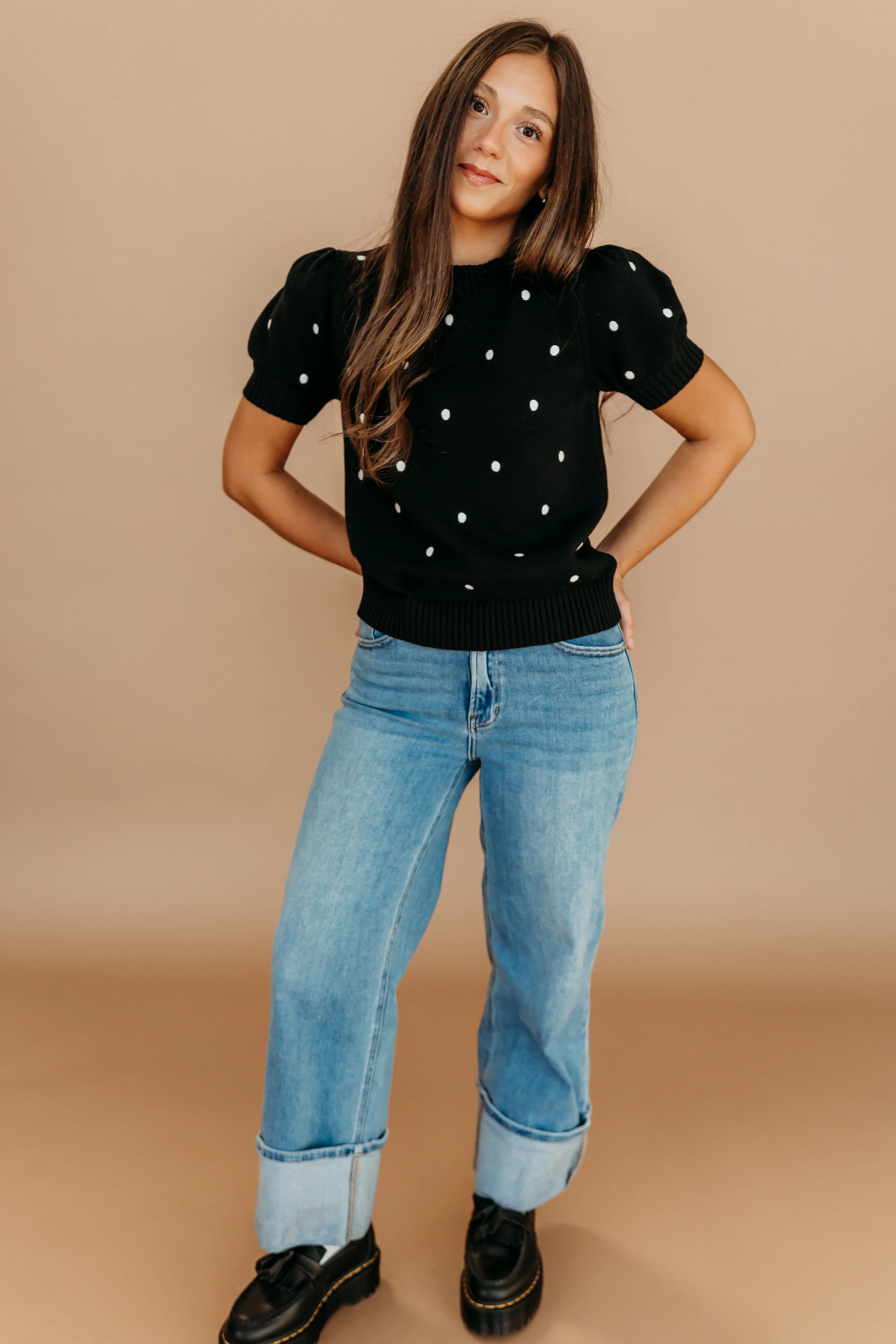THE PEYTON POLKA DOT SWEATER IN BLACK - Image 4