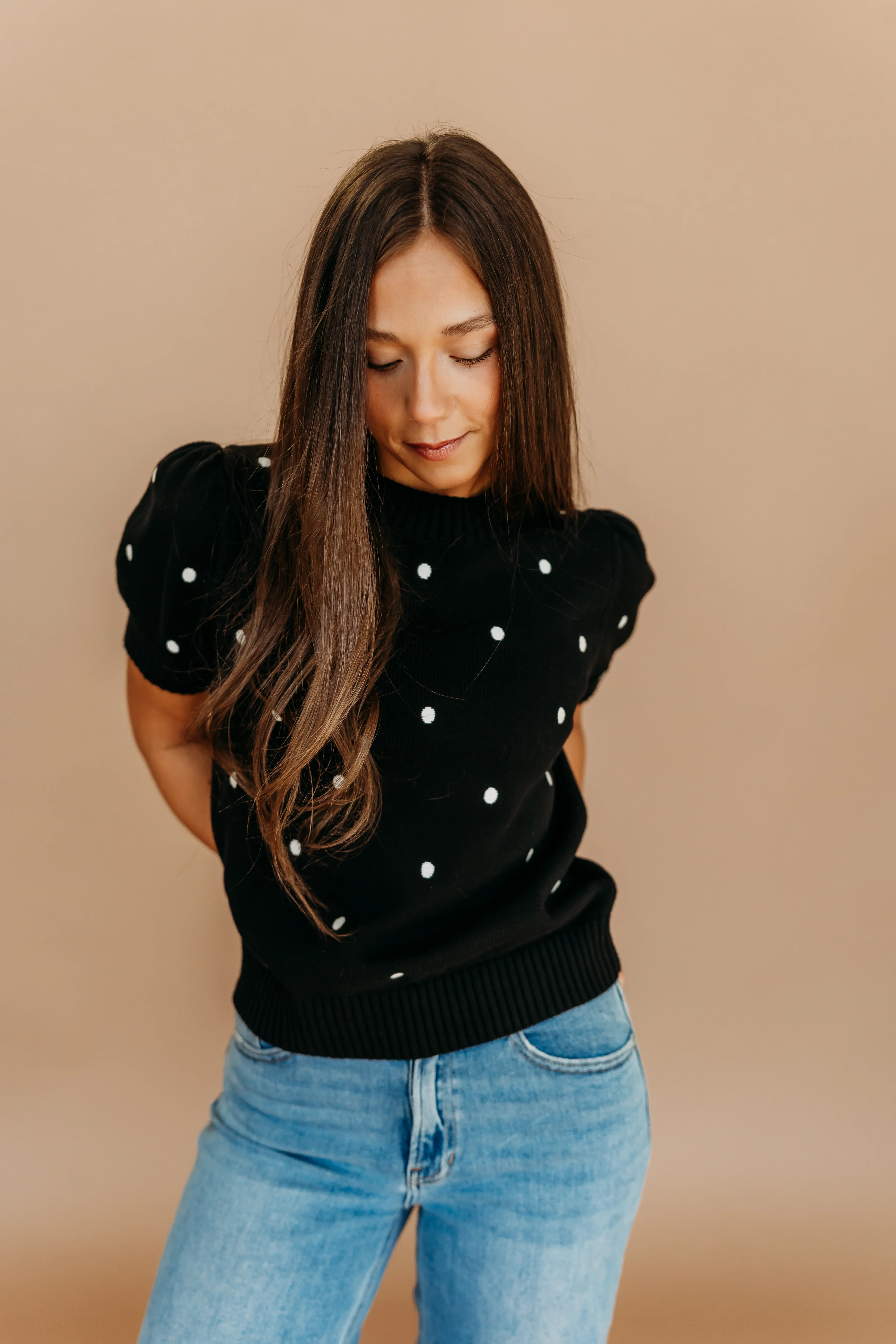 THE PEYTON POLKA DOT SWEATER IN BLACK - Image 5